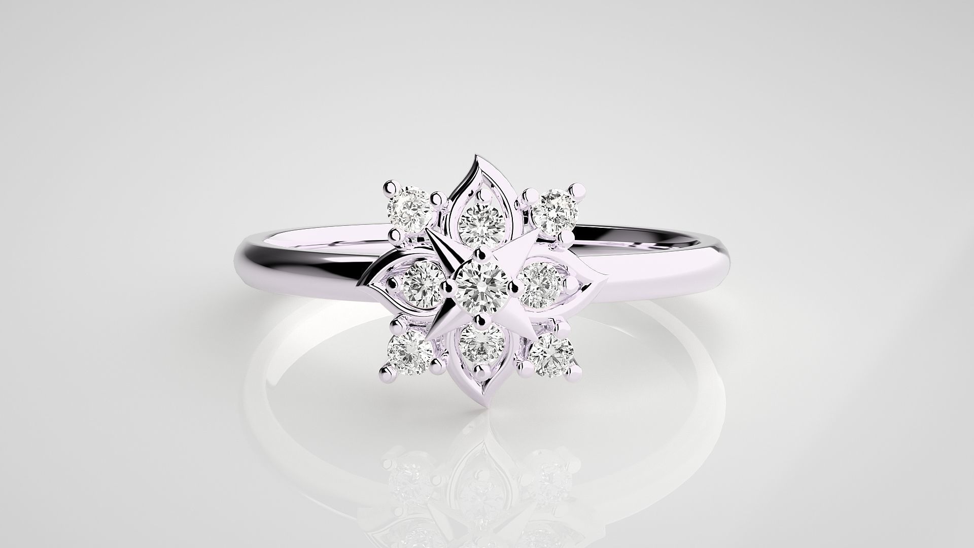 Flower Ultra light wt minimalist Women Ring 3dm stl renders 3D print model_7