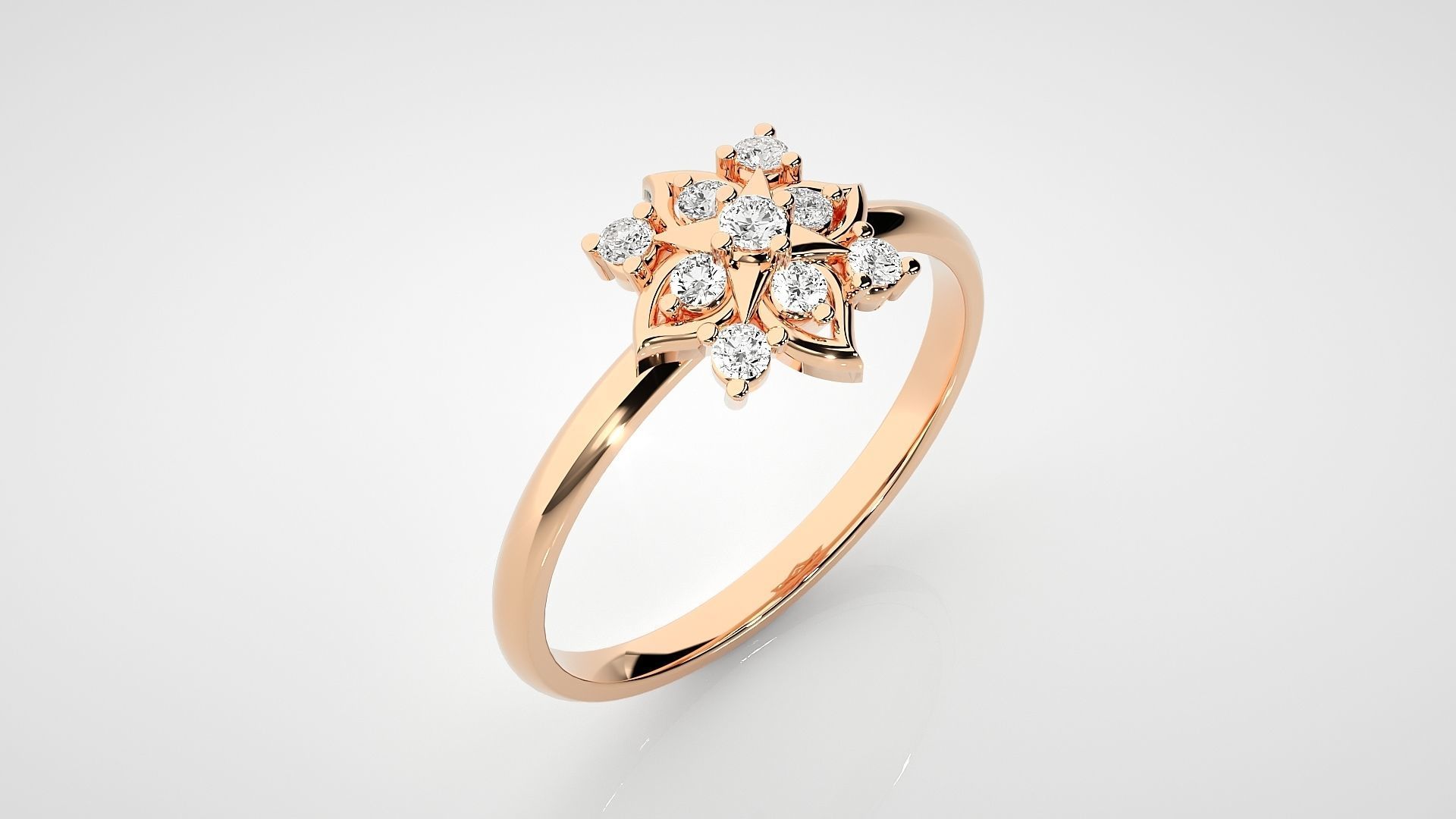 Flower Ultra light wt minimalist Women Ring 3dm stl renders 3D print model_2