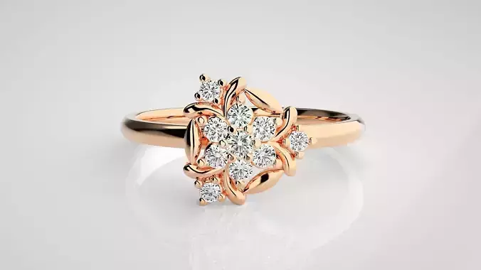 Flower Ultra light wt minimalist Women Ring 3dm stl renders 3D print model