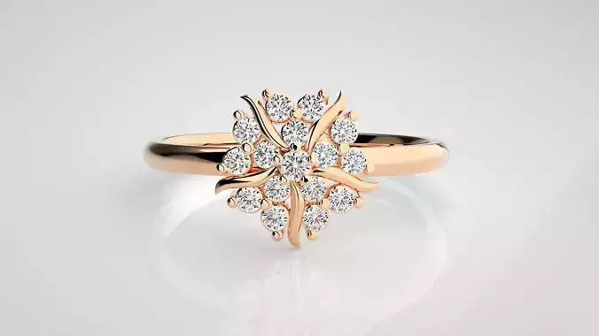 Flower Ultra light wt minimalist Women Ring 3dm stl renders 3D print model