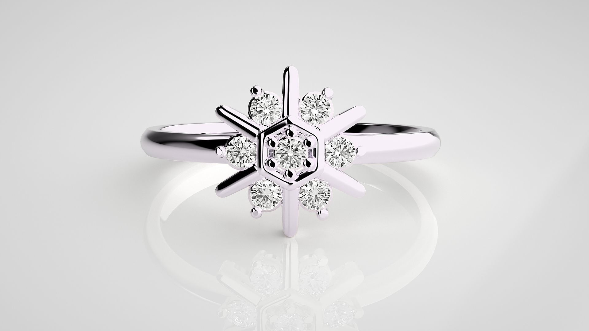Star Light Ultra light wt minimalist Women Ring 3dm stl renders 3D print model_7