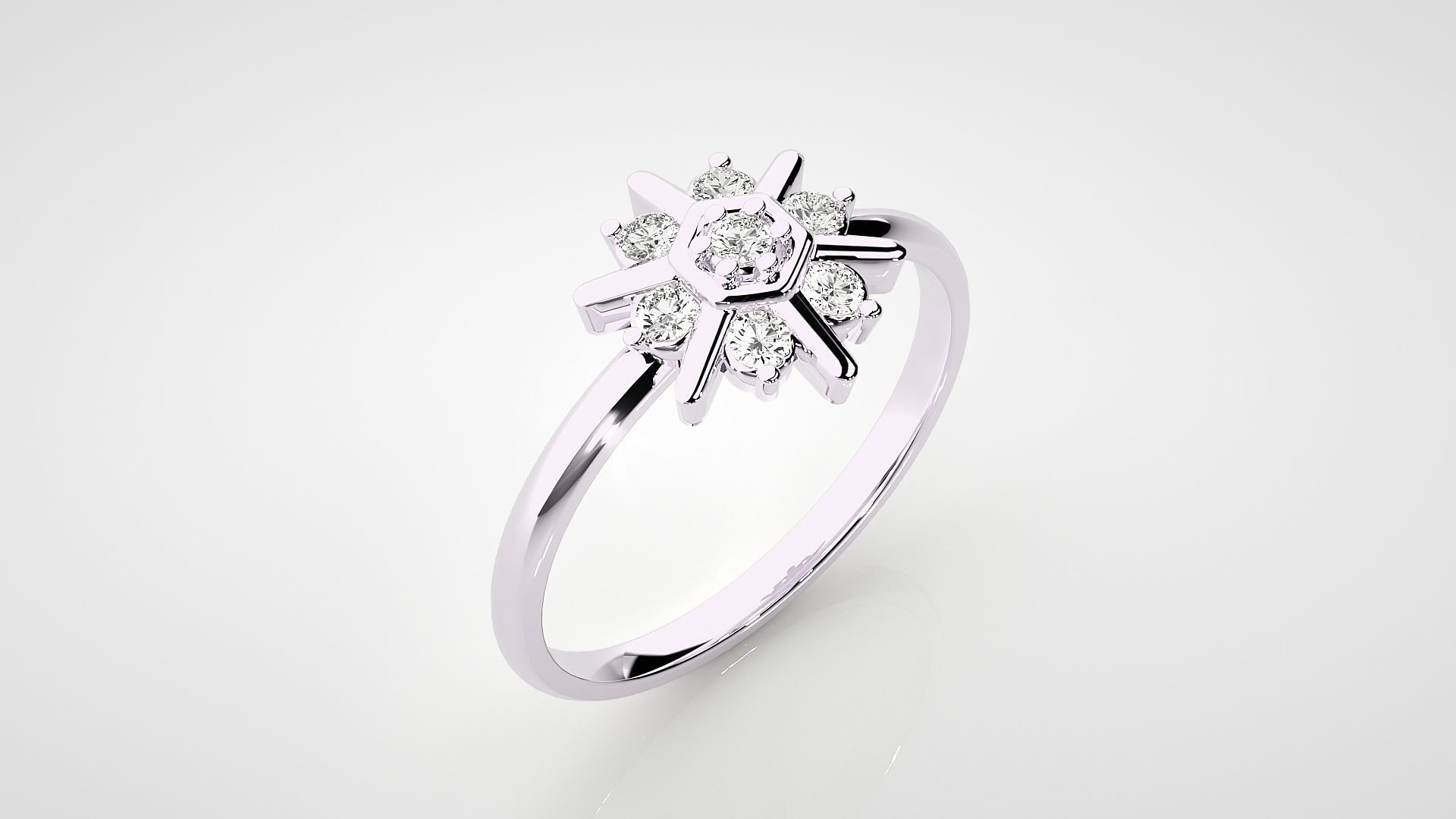 Star Light Ultra light wt minimalist Women Ring 3dm stl renders 3D print model_9