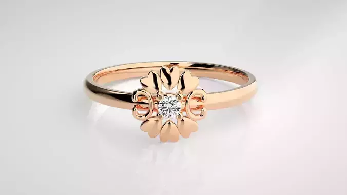 Flower Ultra light wt minimalist Women Ring 3dm stl renders 3D print model