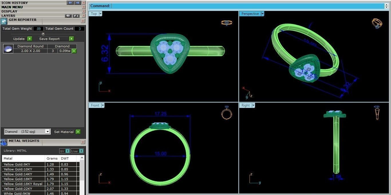 Triangular Ultra light wt minimalist Women Ring 3dm stl renders 3D print model_3