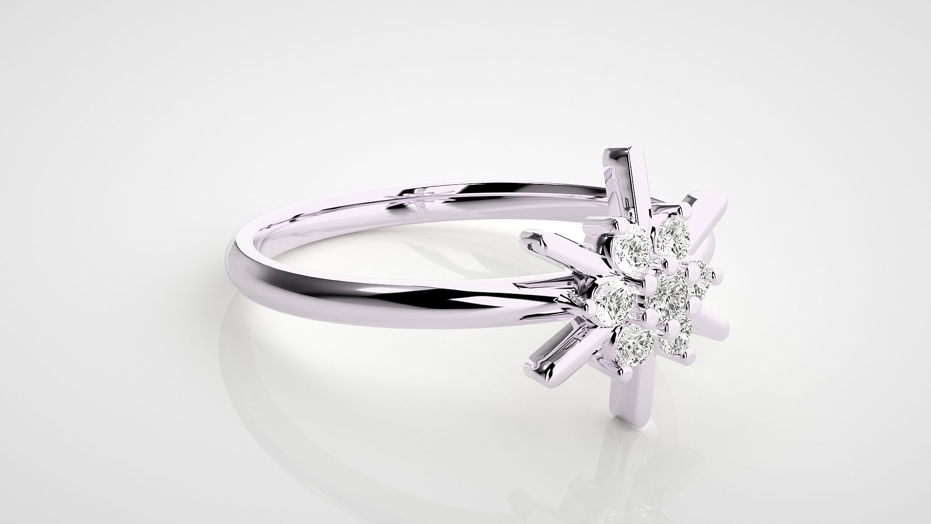 Star Light Ultra light wt minimalist Women Ring 3dm stl renders 3D print model_8