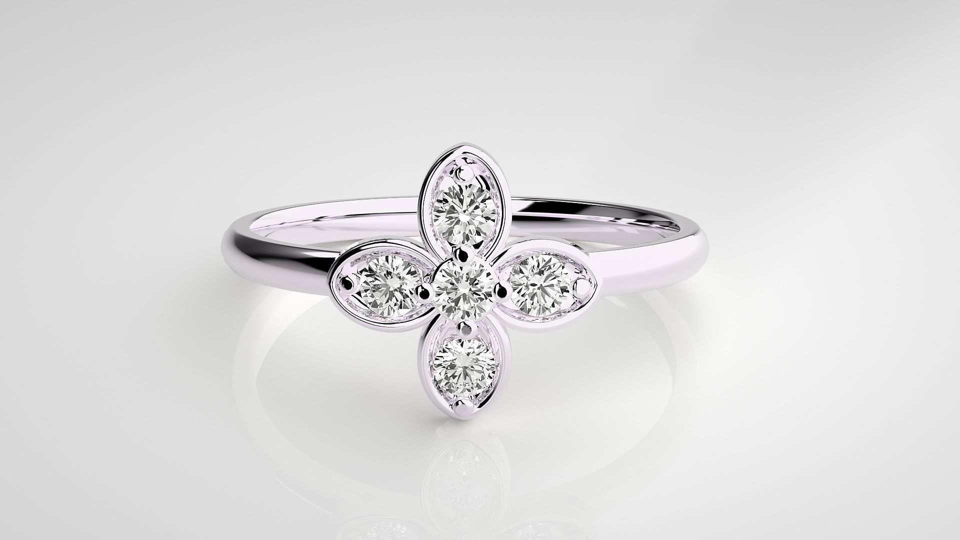 Flower Ultra light wt minimalist Women Ring 3dm stl renders 3D print model_7