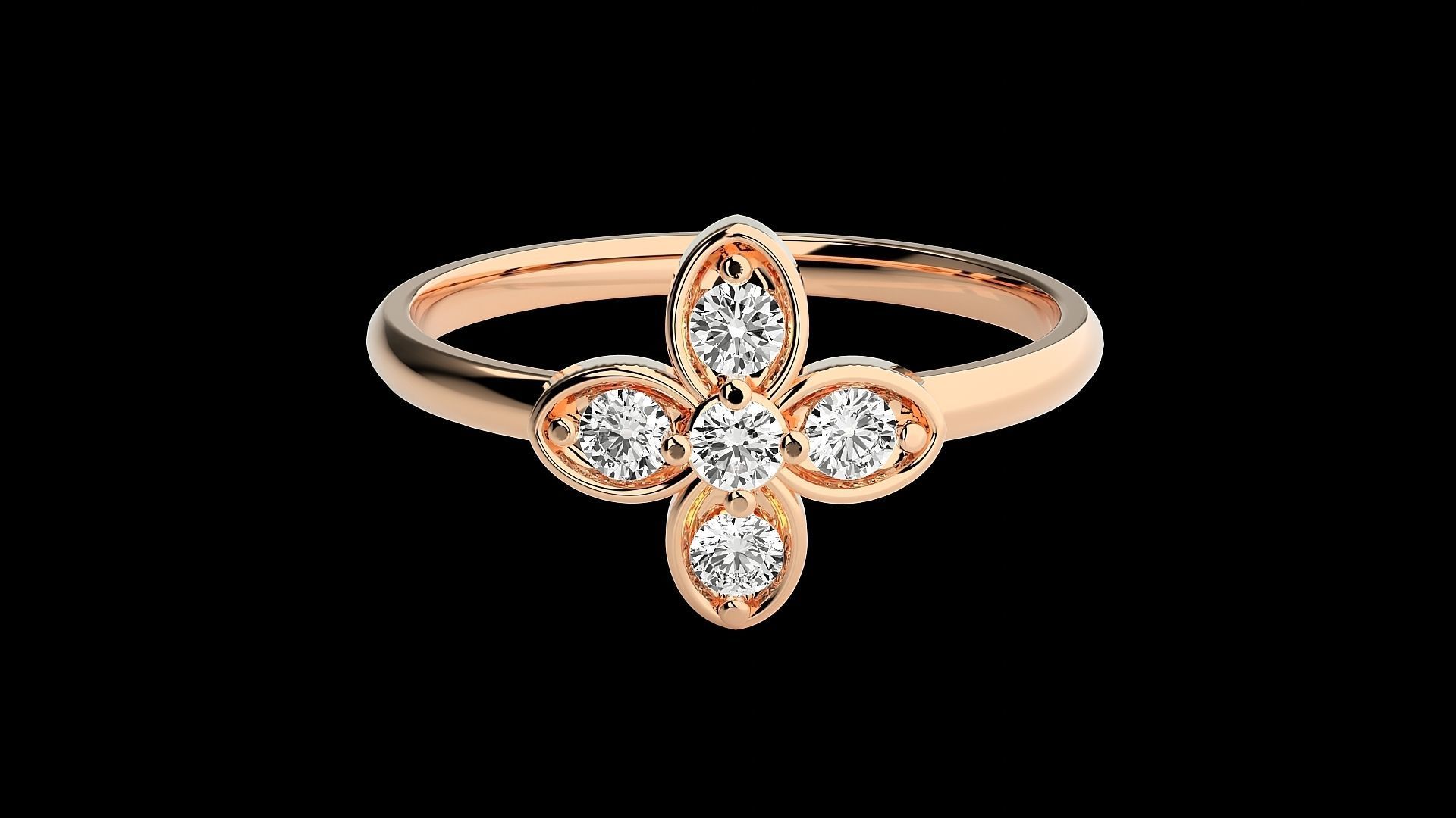 Flower Ultra light wt minimalist Women Ring 3dm stl renders 3D print model_4