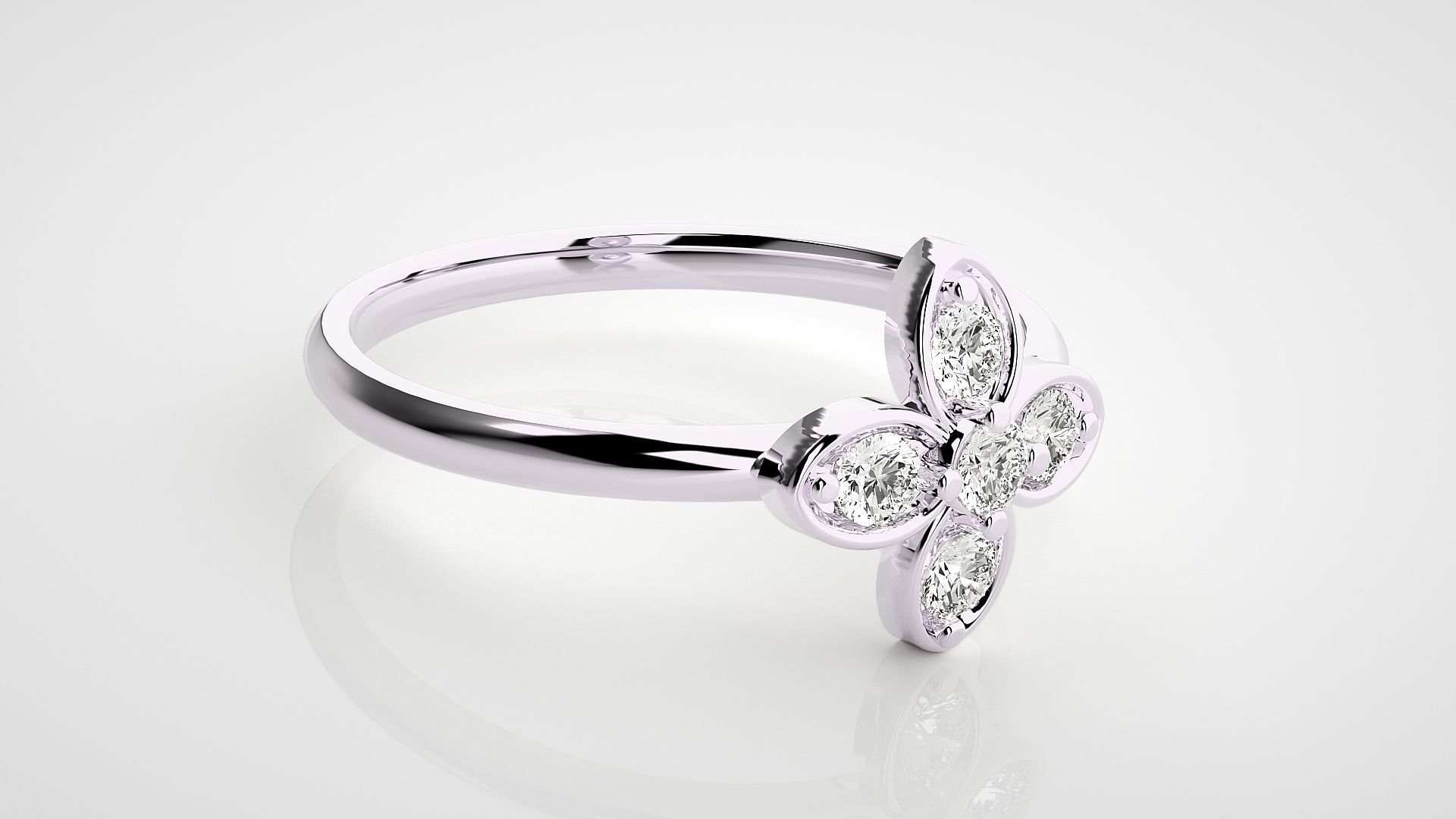 Flower Ultra light wt minimalist Women Ring 3dm stl renders 3D print model_8