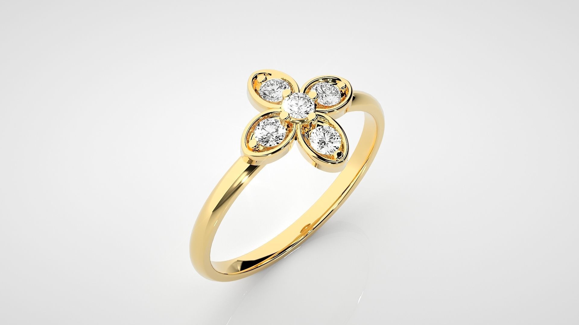 Flower Ultra light wt minimalist Women Ring 3dm stl renders 3D print model_15