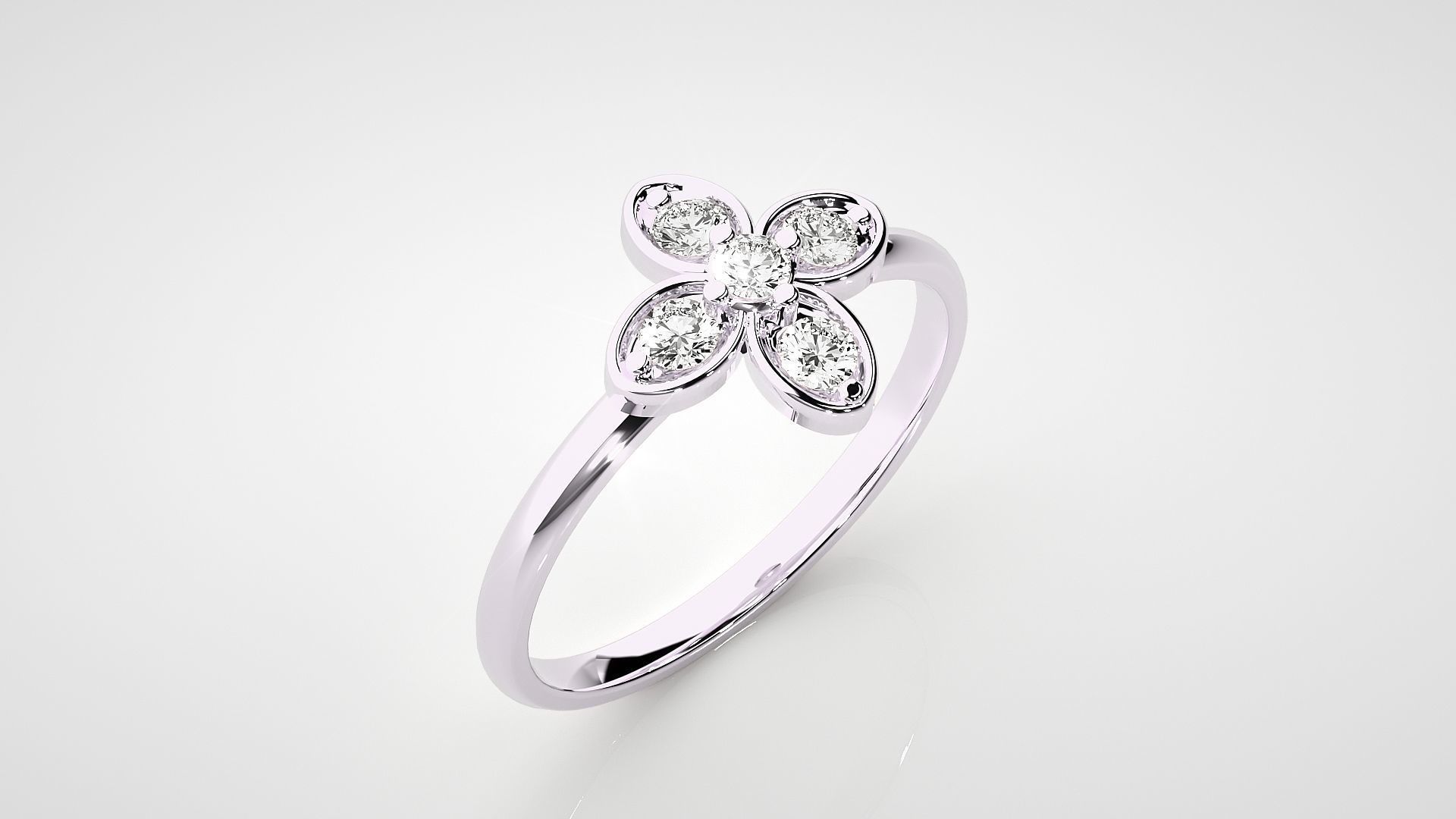 Flower Ultra light wt minimalist Women Ring 3dm stl renders 3D print model_9