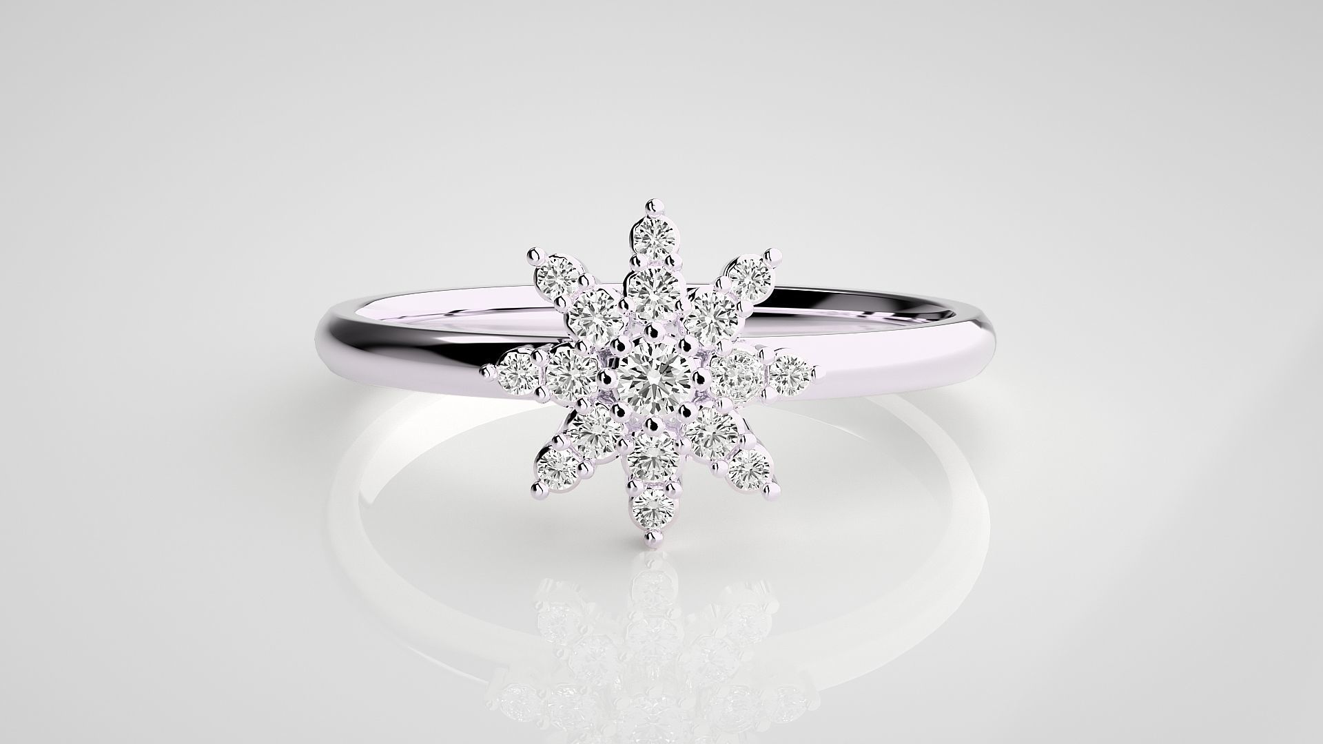 Flower Ultra light wt minimalist Women Ring 3dm stl renders 3D print model_7