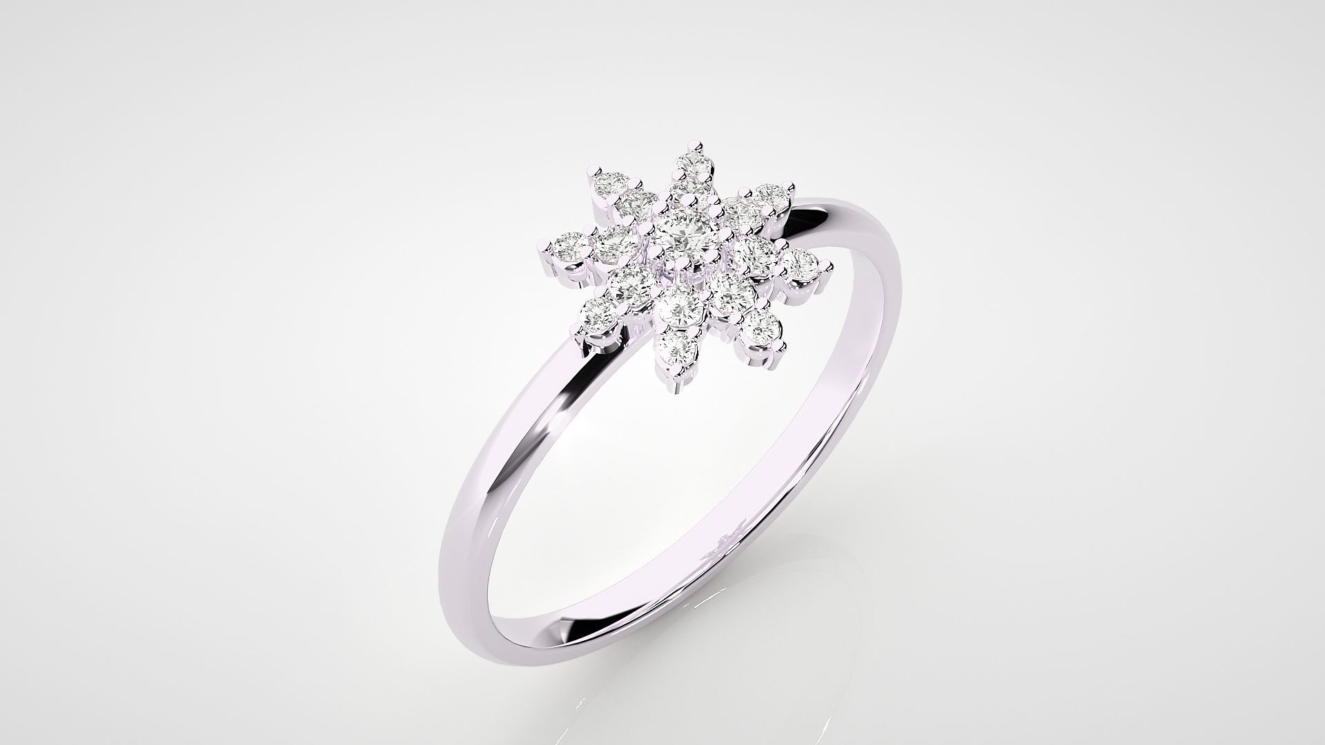 Flower Ultra light wt minimalist Women Ring 3dm stl renders 3D print model_9