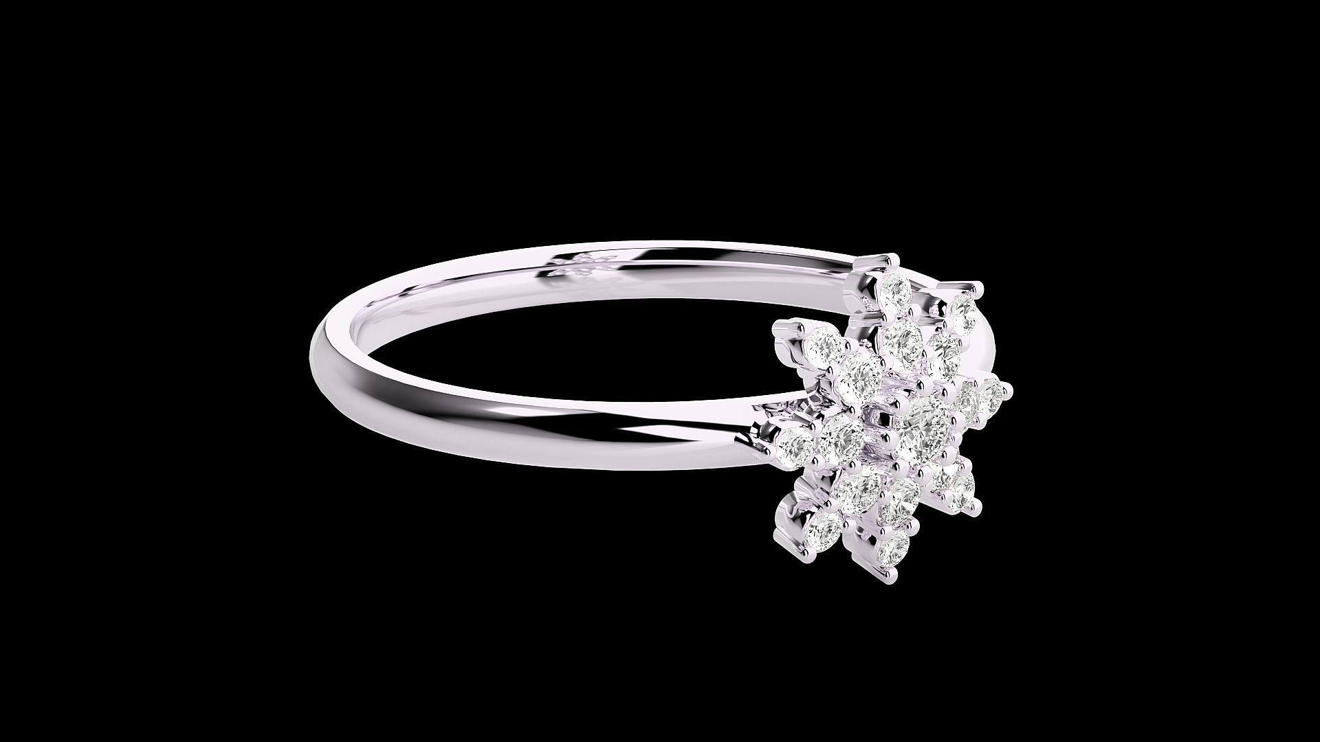 Flower Ultra light wt minimalist Women Ring 3dm stl renders 3D print model_11