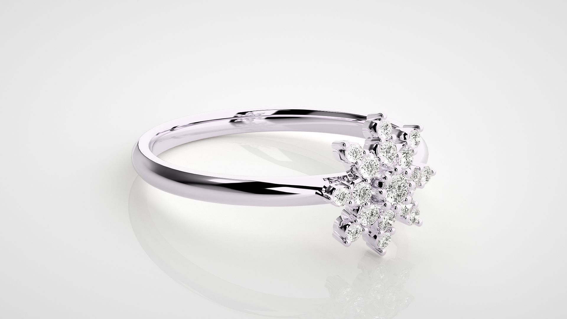 Flower Ultra light wt minimalist Women Ring 3dm stl renders 3D print model_8