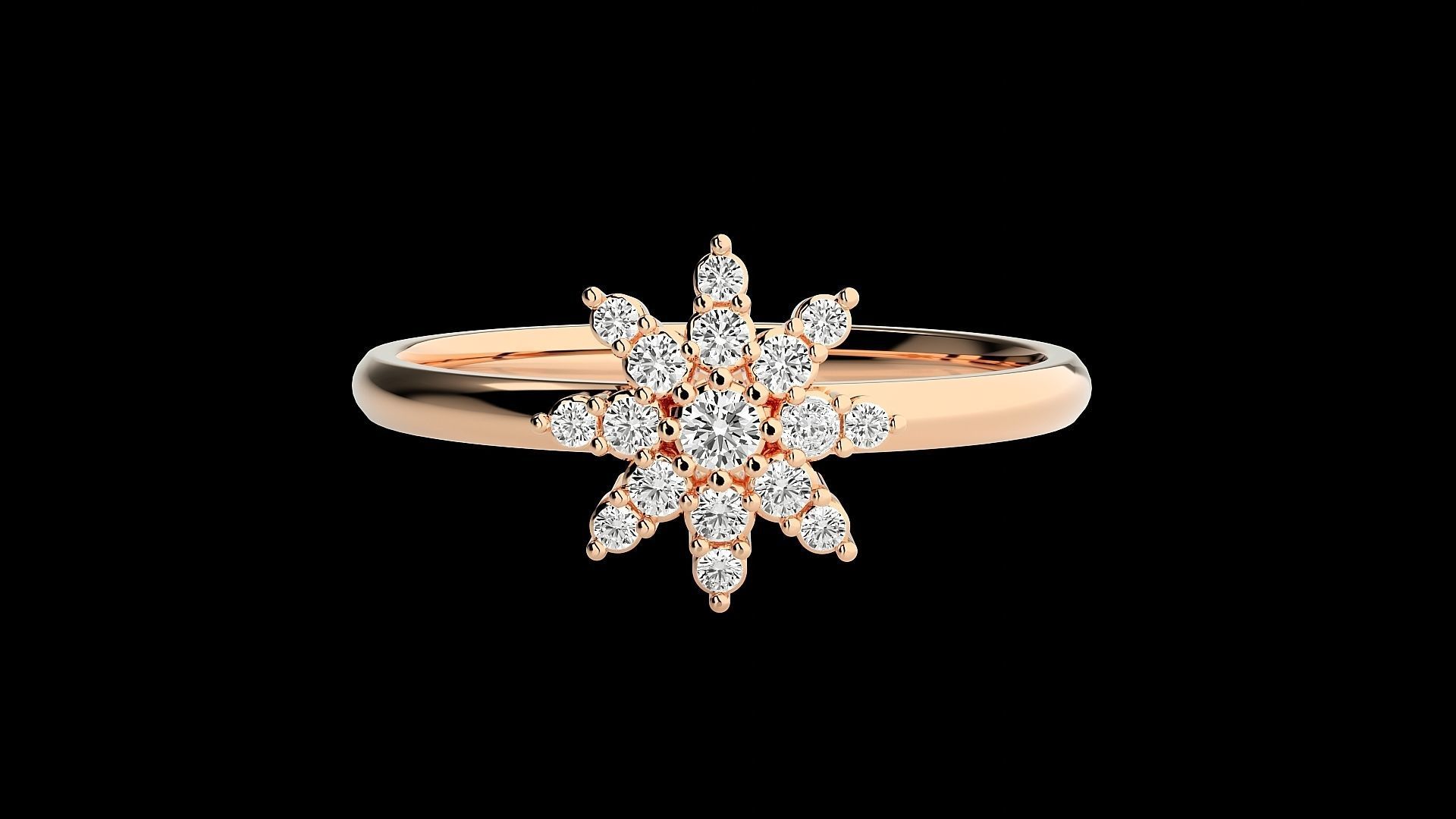 Flower Ultra light wt minimalist Women Ring 3dm stl renders 3D print model_3