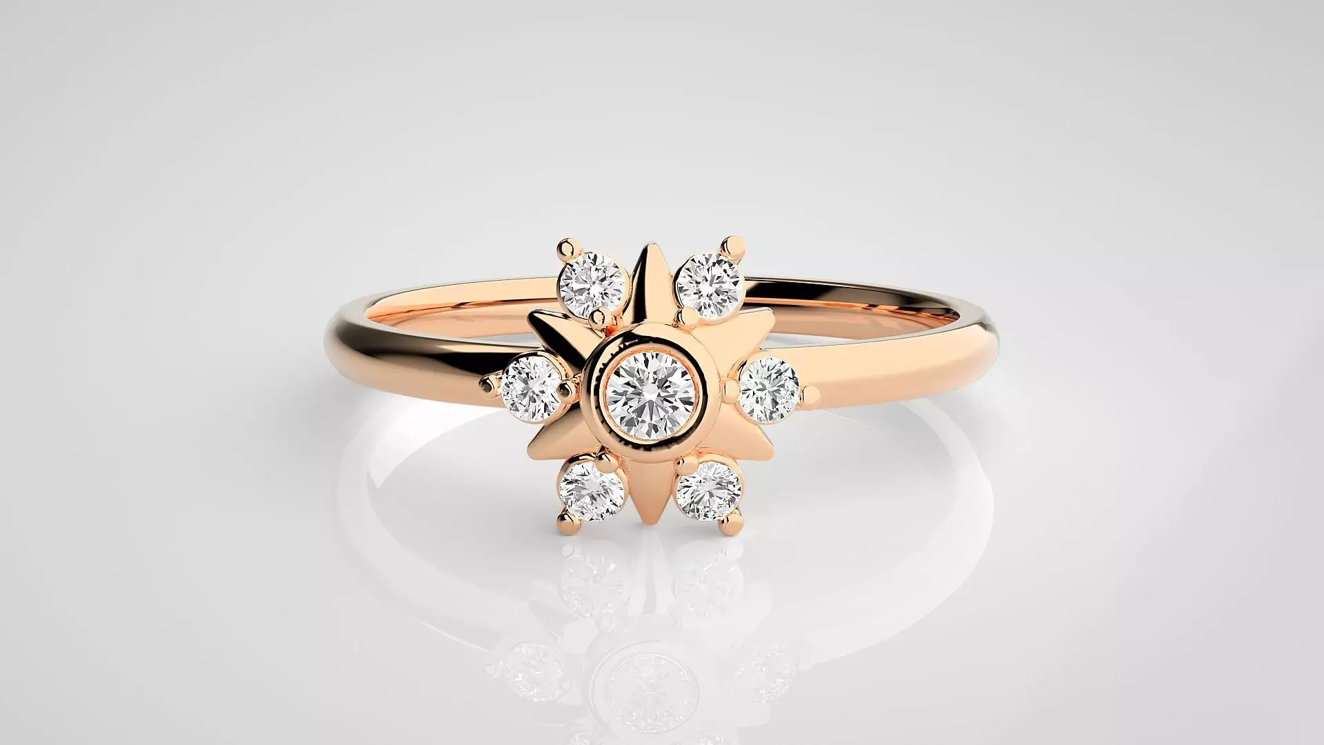 Star Ultra light wt minimalist Women Ring 3dm stl renders 3D print model_0
