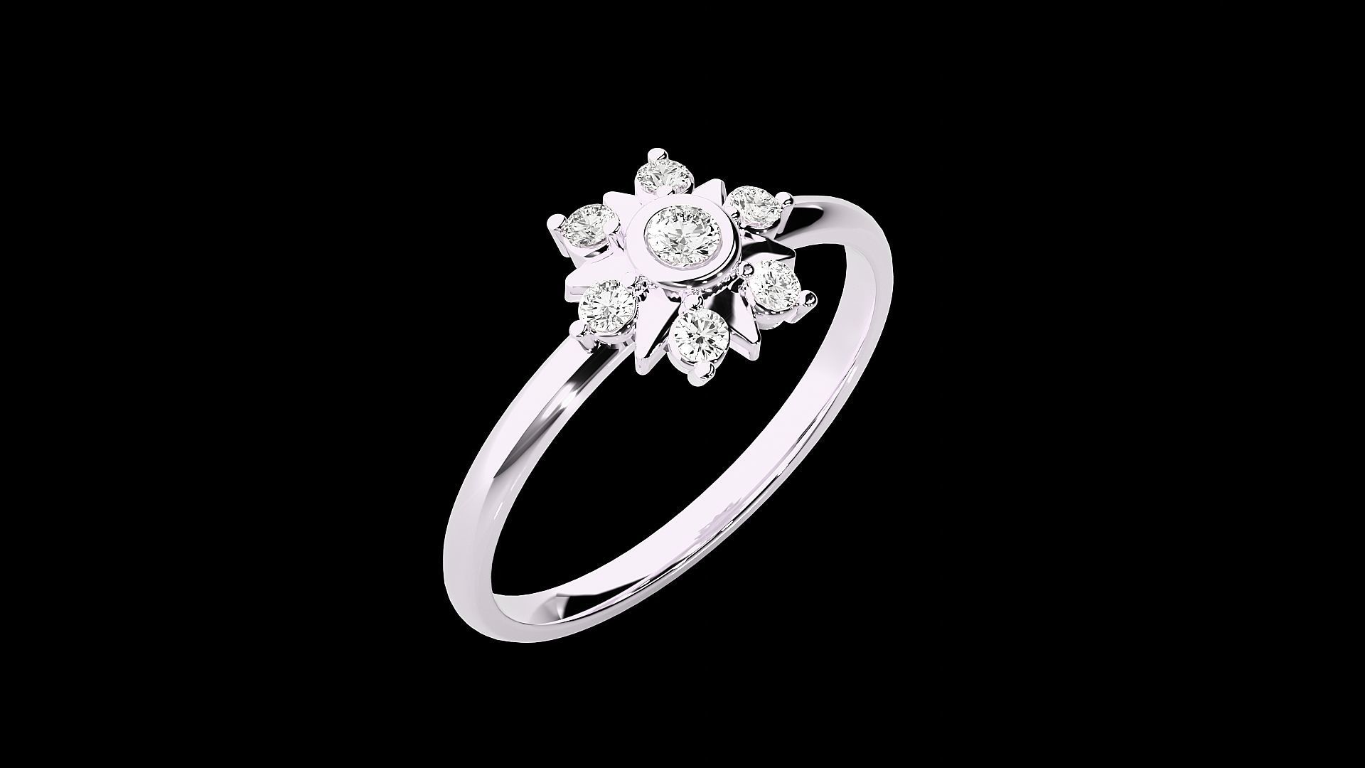 Star Ultra light wt minimalist Women Ring 3dm stl renders 3D print model_12