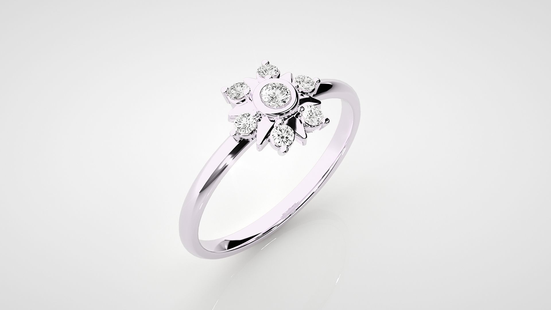 Star Ultra light wt minimalist Women Ring 3dm stl renders 3D print model_9