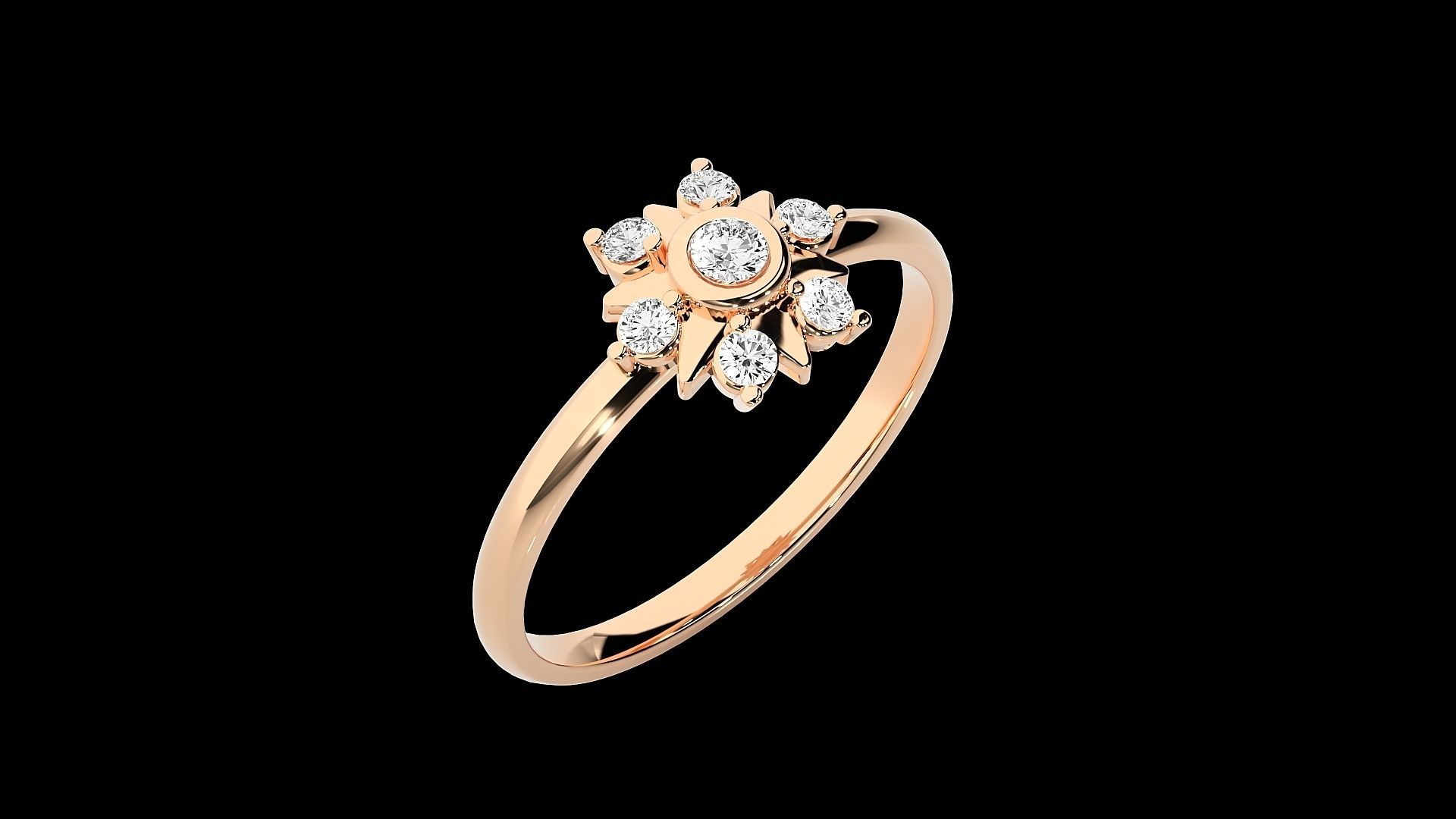 Star Ultra light wt minimalist Women Ring 3dm stl renders 3D print model_6