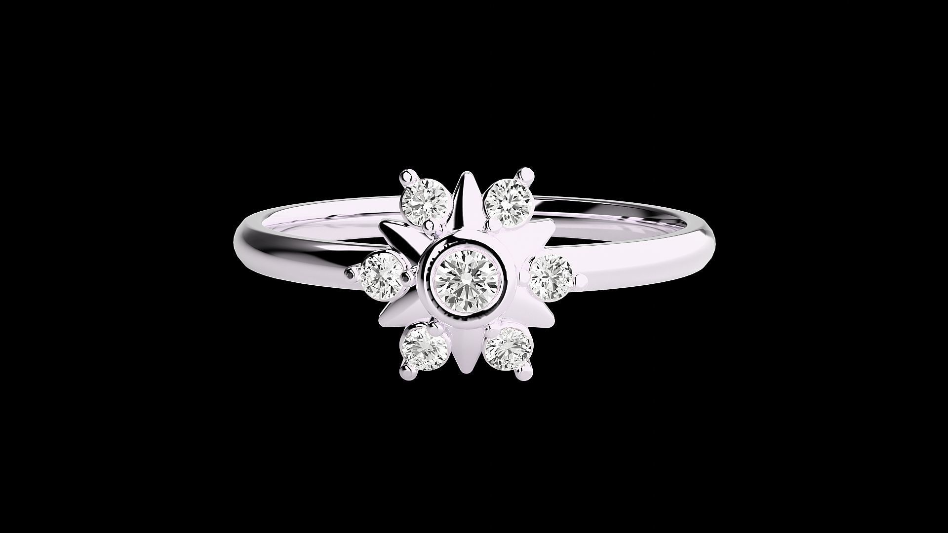 Star Ultra light wt minimalist Women Ring 3dm stl renders 3D print model_10