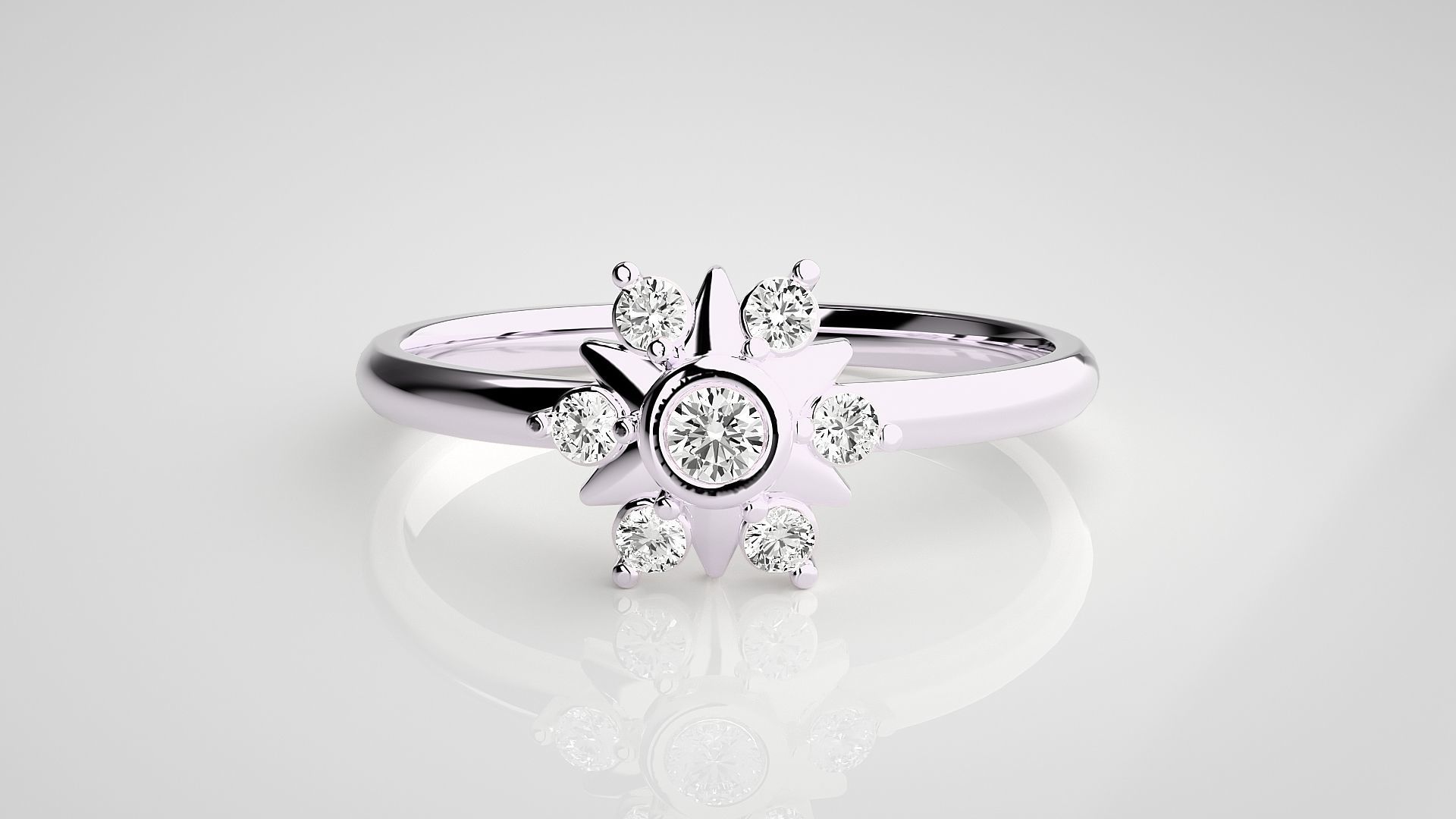 Star Ultra light wt minimalist Women Ring 3dm stl renders 3D print model_7