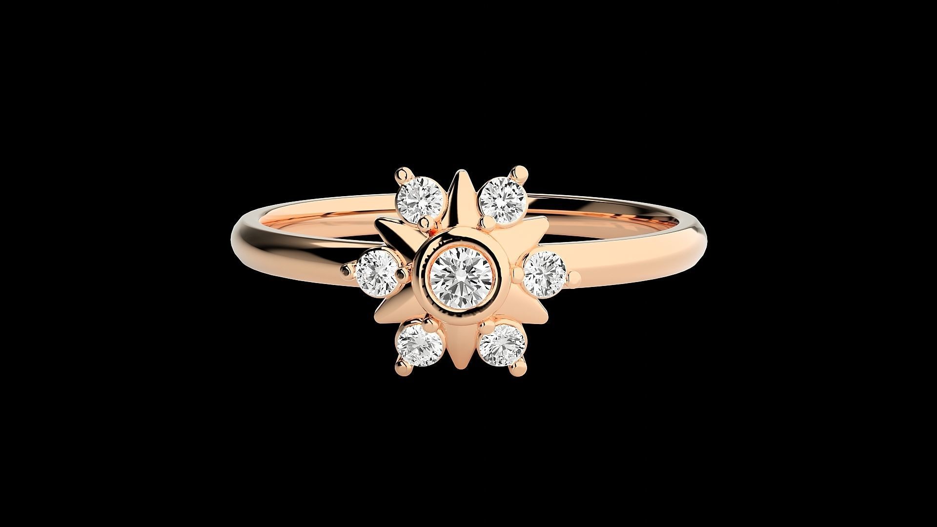Star Ultra light wt minimalist Women Ring 3dm stl renders 3D print model_4
