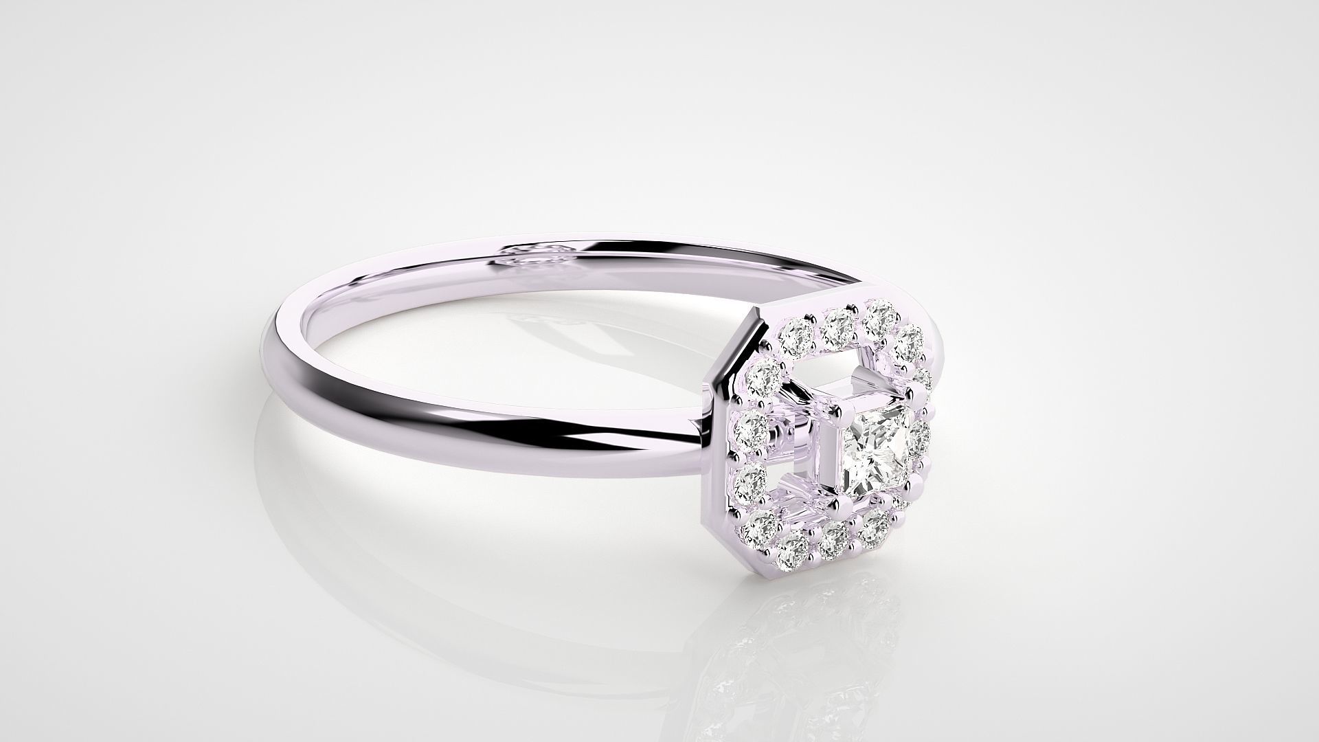 Octagon Ultra light wt minimalist Women Ring 3dm stl renders 3D print model_8