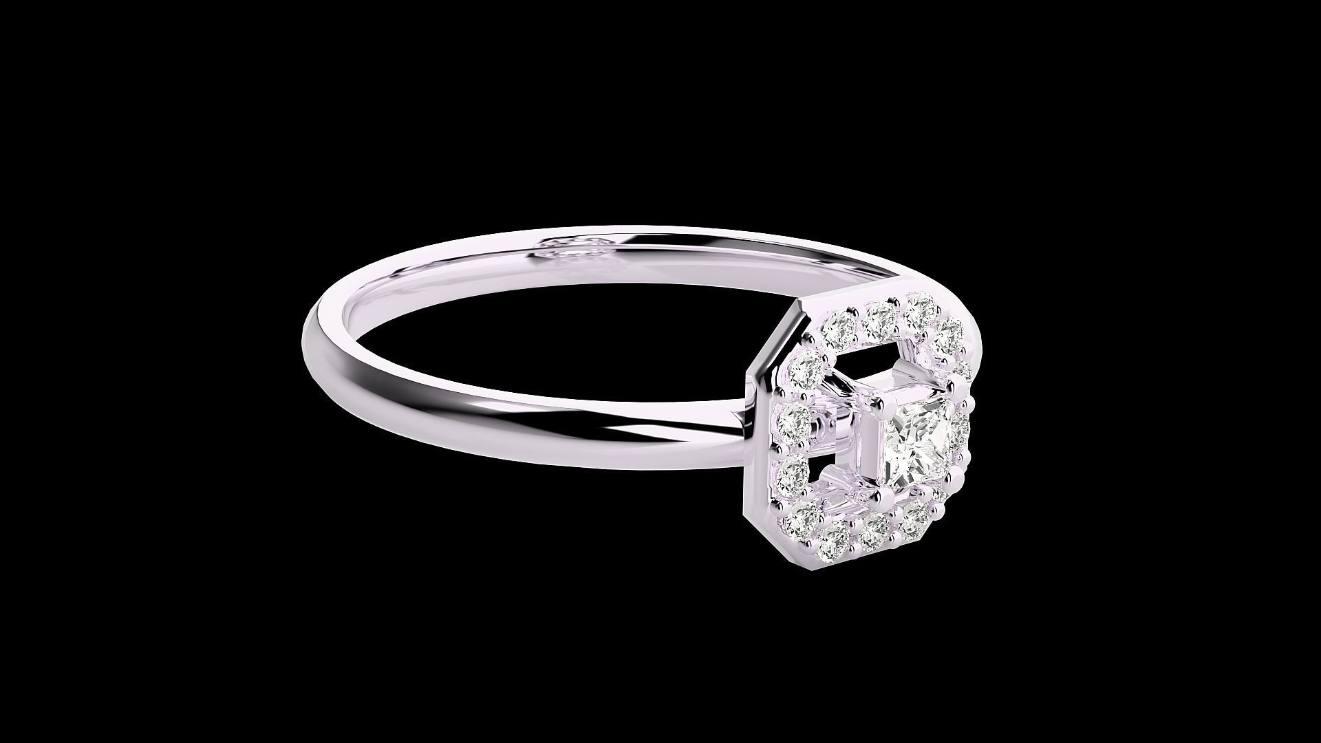 Octagon Ultra light wt minimalist Women Ring 3dm stl renders 3D print model_11