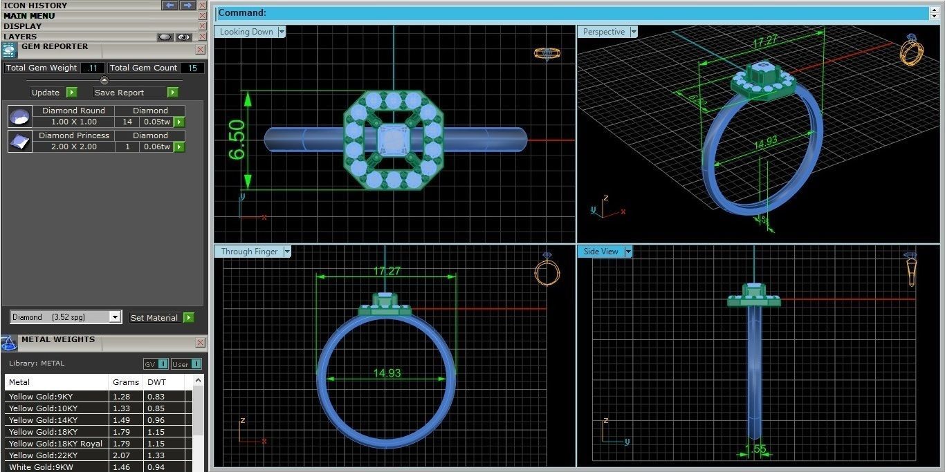Octagon Ultra light wt minimalist Women Ring 3dm stl renders 3D print model_3