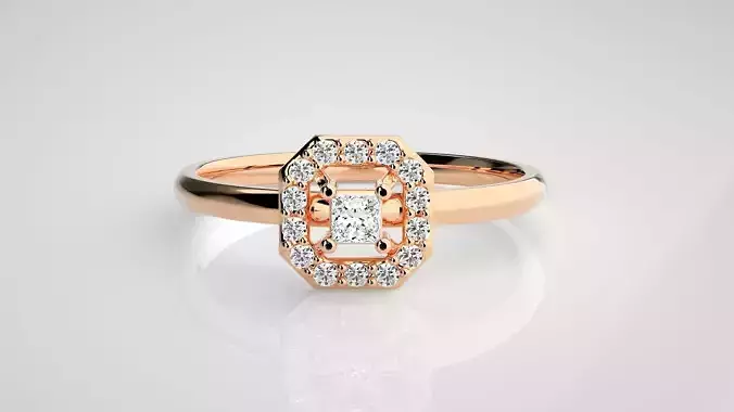 Octagon Ultra light wt minimalist Women Ring 3dm stl renders 3D print model