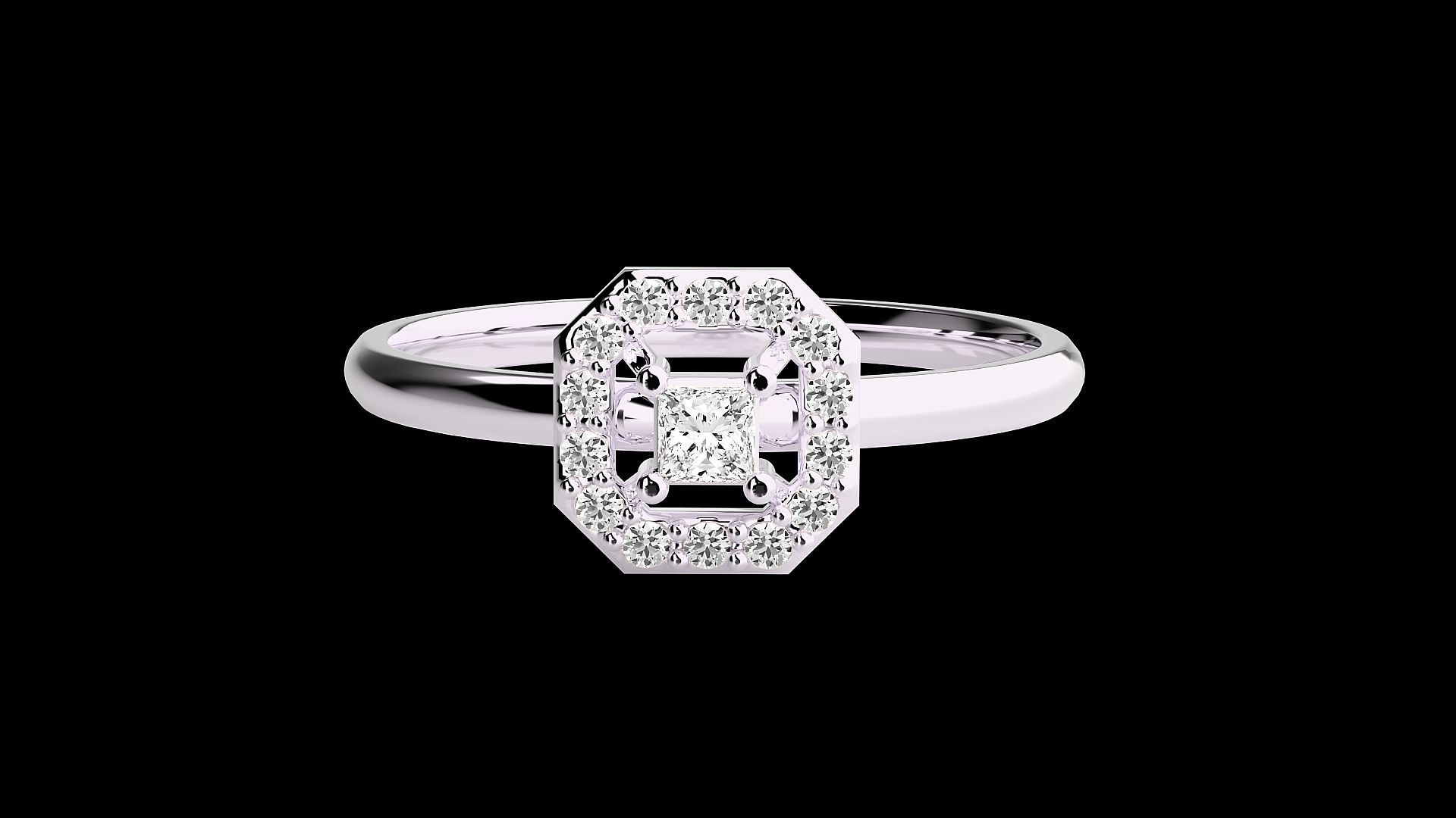 Octagon Ultra light wt minimalist Women Ring 3dm stl renders 3D print model_10