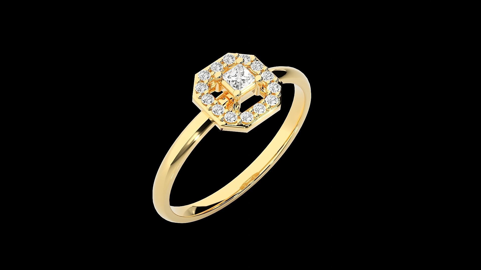 Octagon Ultra light wt minimalist Women Ring 3dm stl renders 3D print model_18