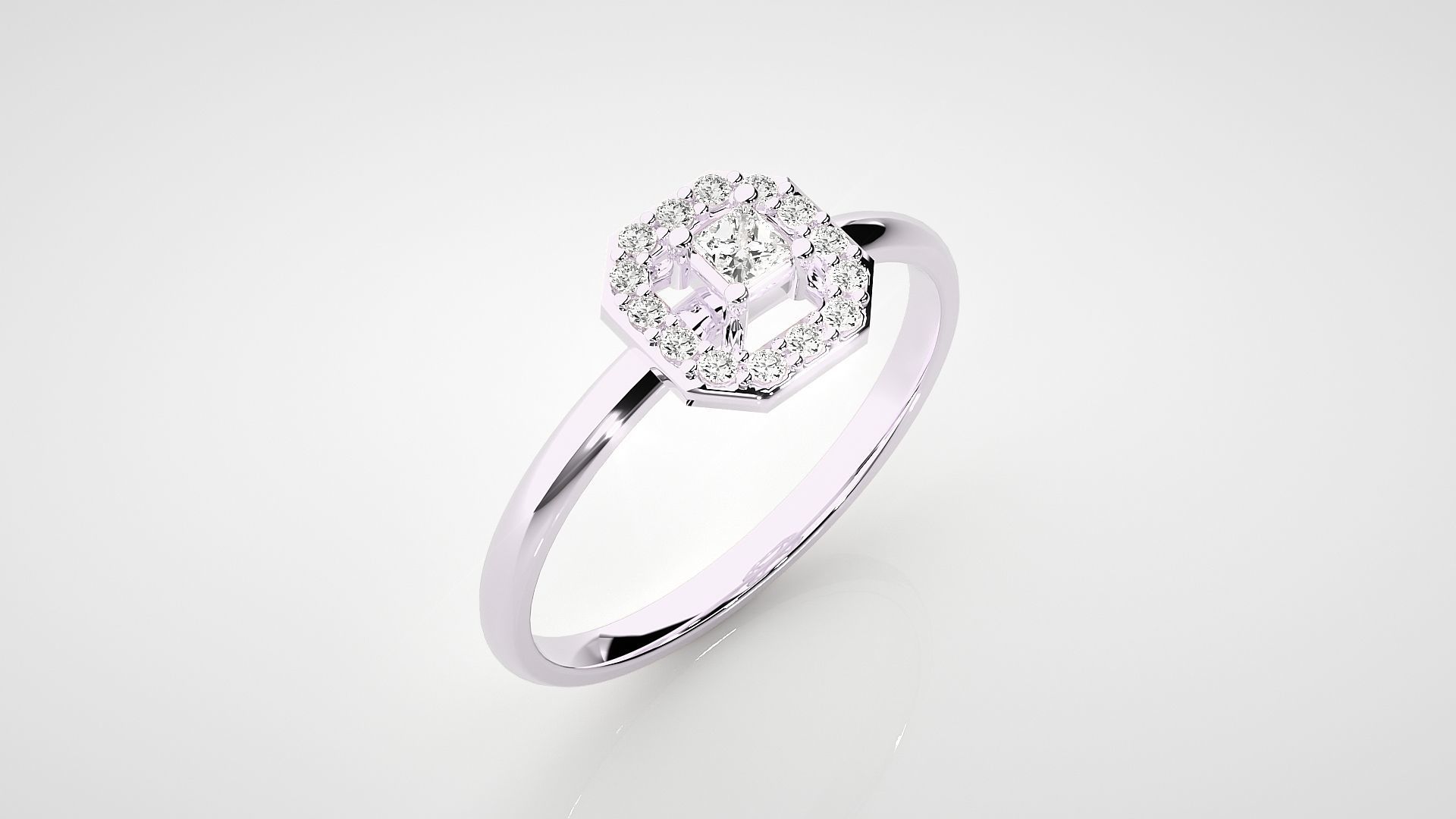 Octagon Ultra light wt minimalist Women Ring 3dm stl renders 3D print model_9