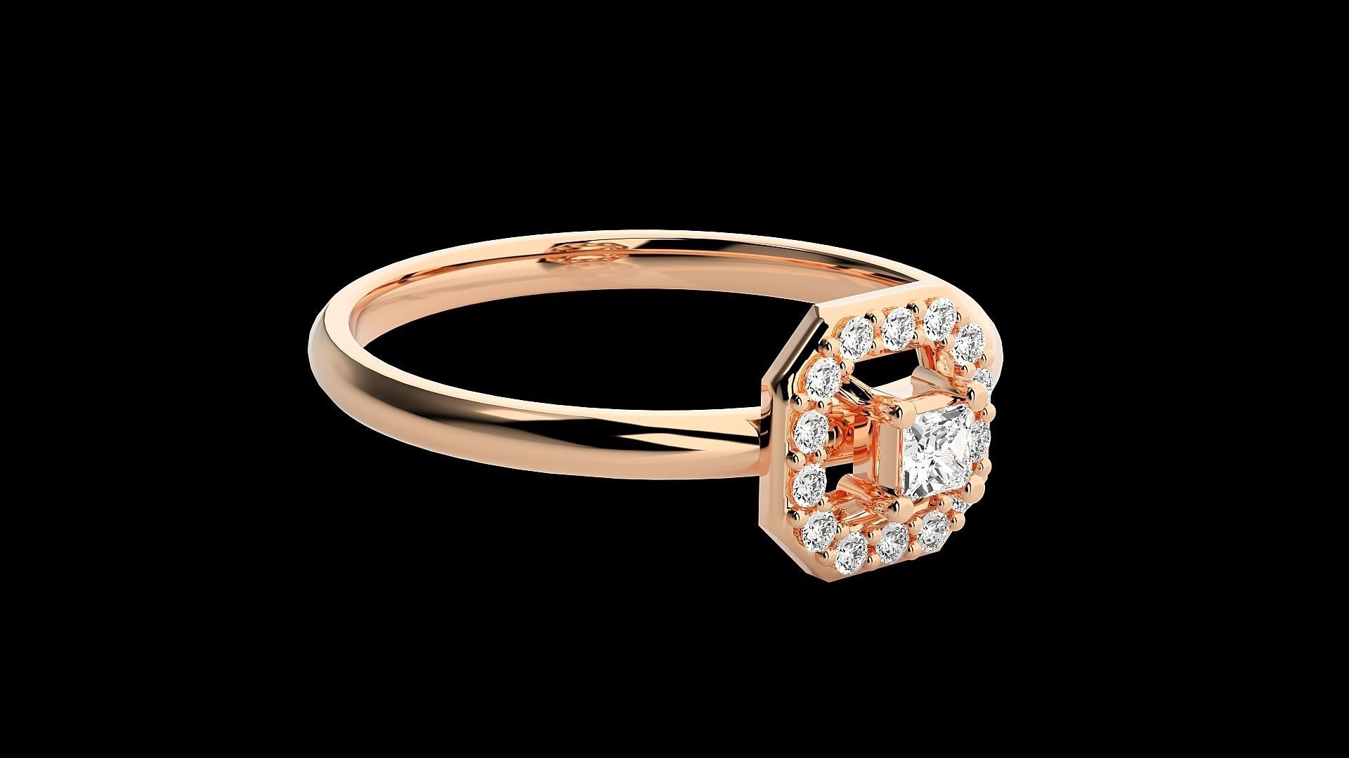 Octagon Ultra light wt minimalist Women Ring 3dm stl renders 3D print model_5