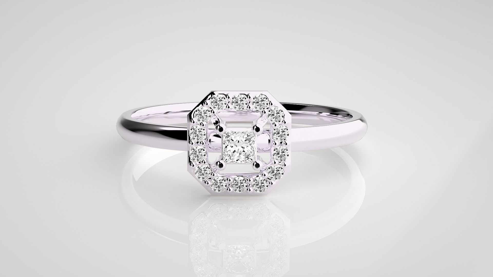 Octagon Ultra light wt minimalist Women Ring 3dm stl renders 3D print model_7