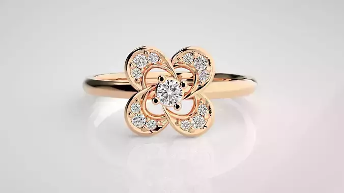 Flower Ultra light wt minimalist Women Ring 3dm stl renders 3D print model