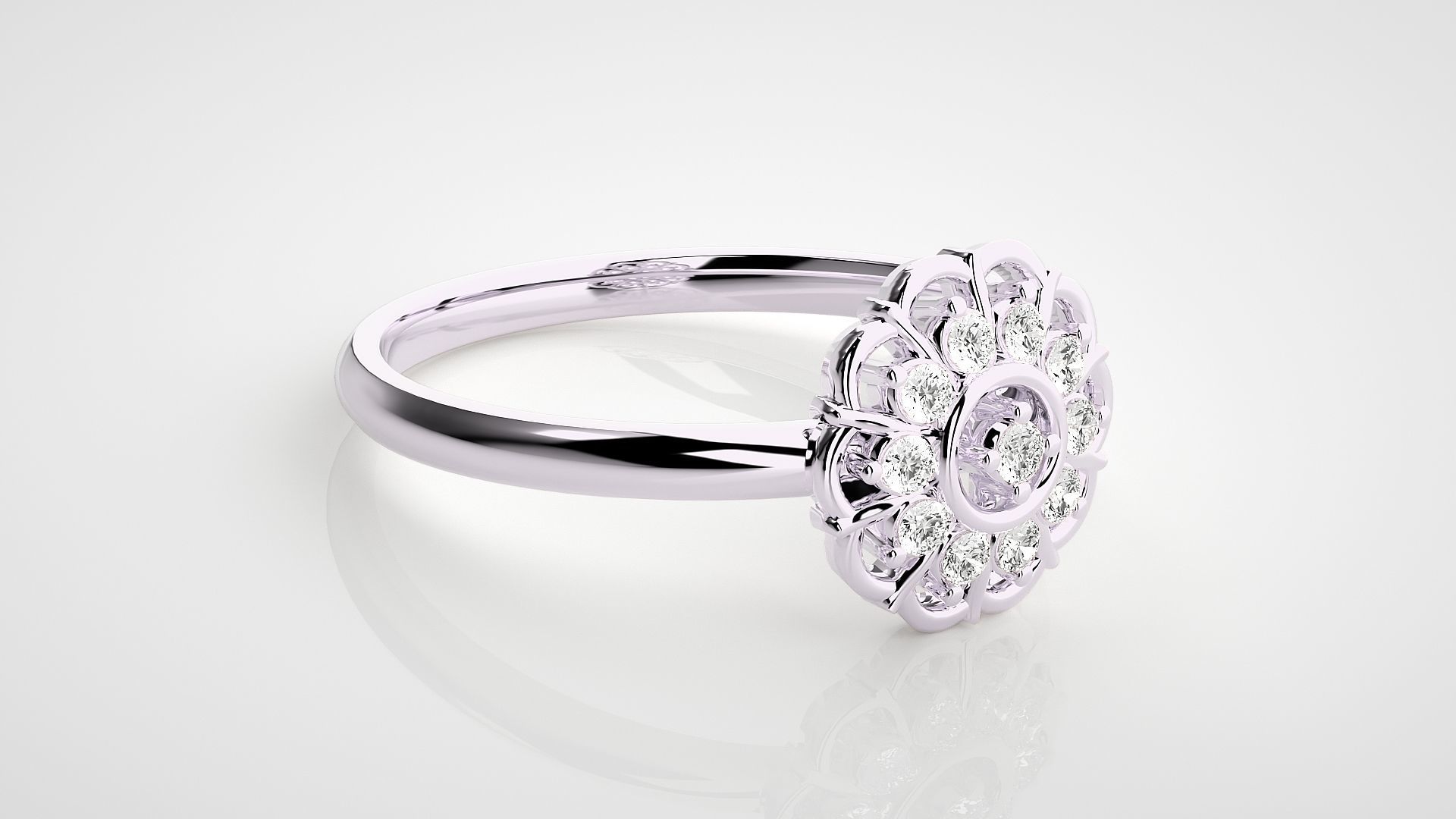 Flower Ultra light wt minimalist Women Ring 3dm stl renders 3D print model_8