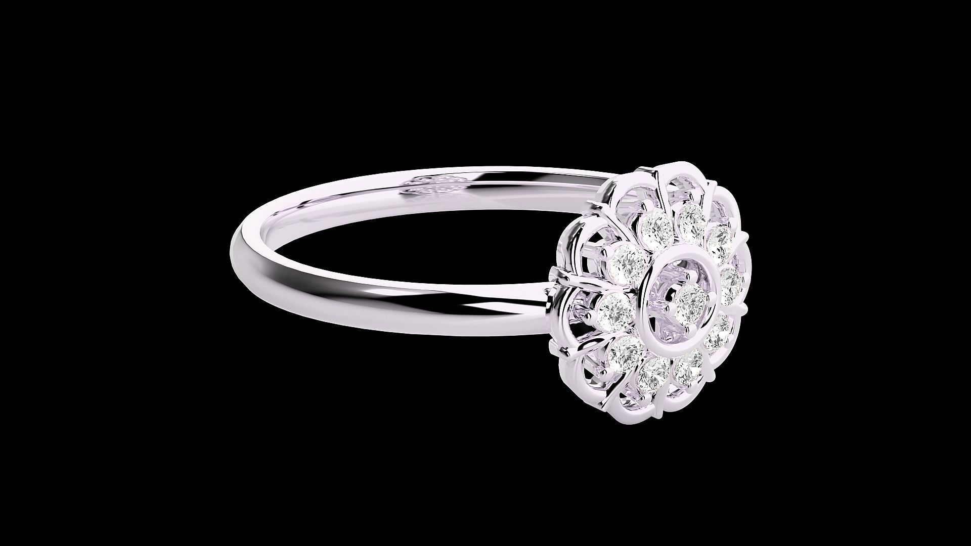 Flower Ultra light wt minimalist Women Ring 3dm stl renders 3D print model_11