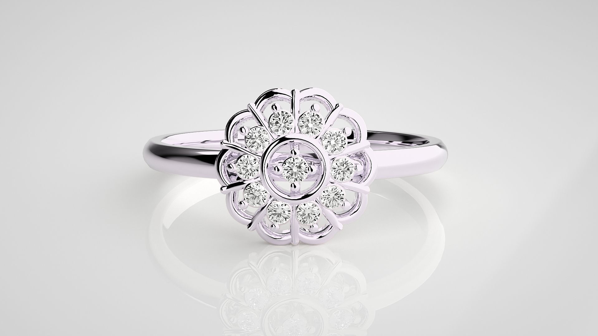 Flower Ultra light wt minimalist Women Ring 3dm stl renders 3D print model_7