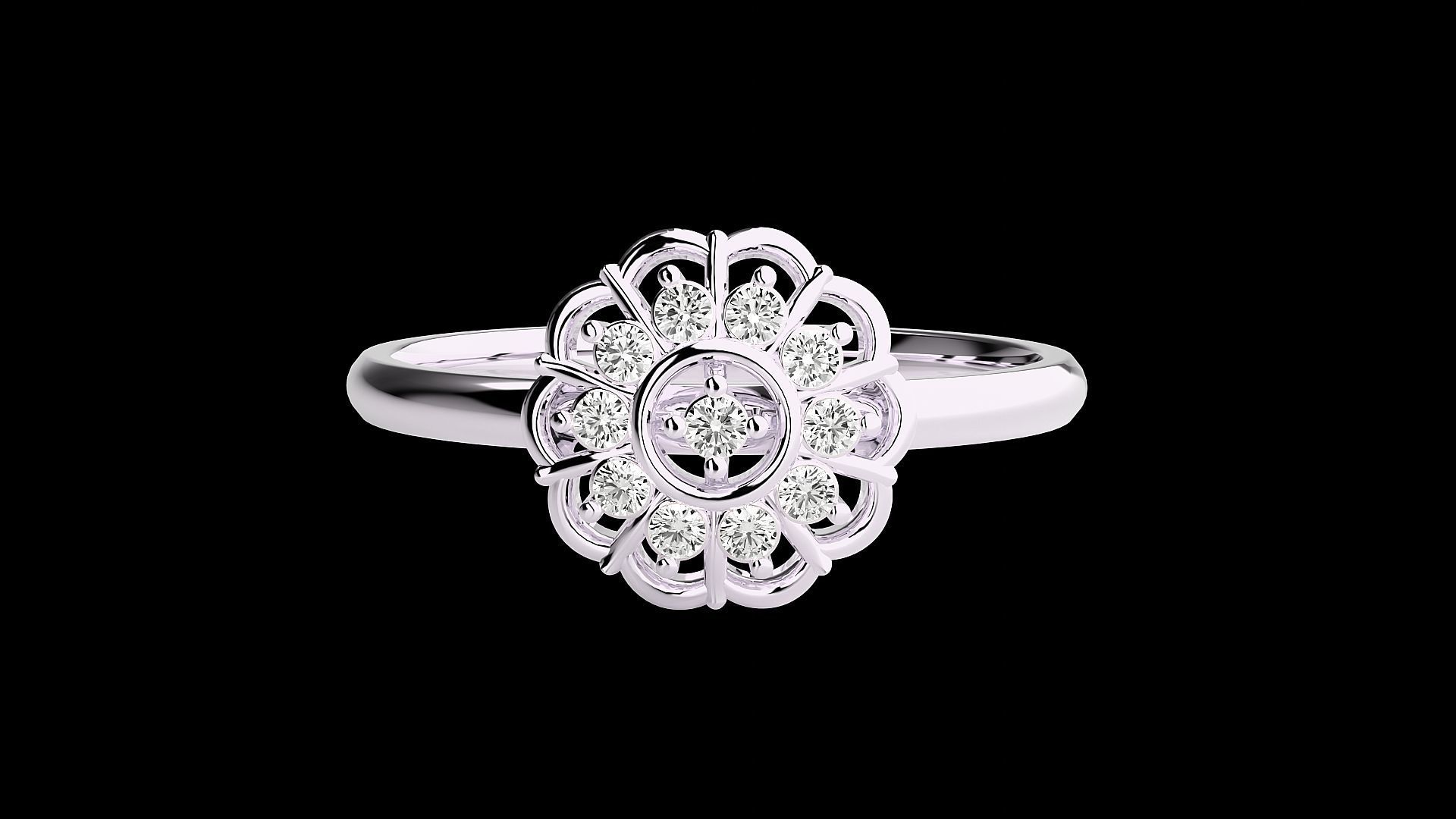 Flower Ultra light wt minimalist Women Ring 3dm stl renders 3D print model_10
