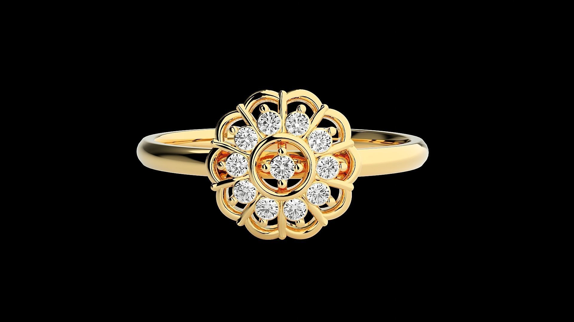 Flower Ultra light wt minimalist Women Ring 3dm stl renders 3D print model_16