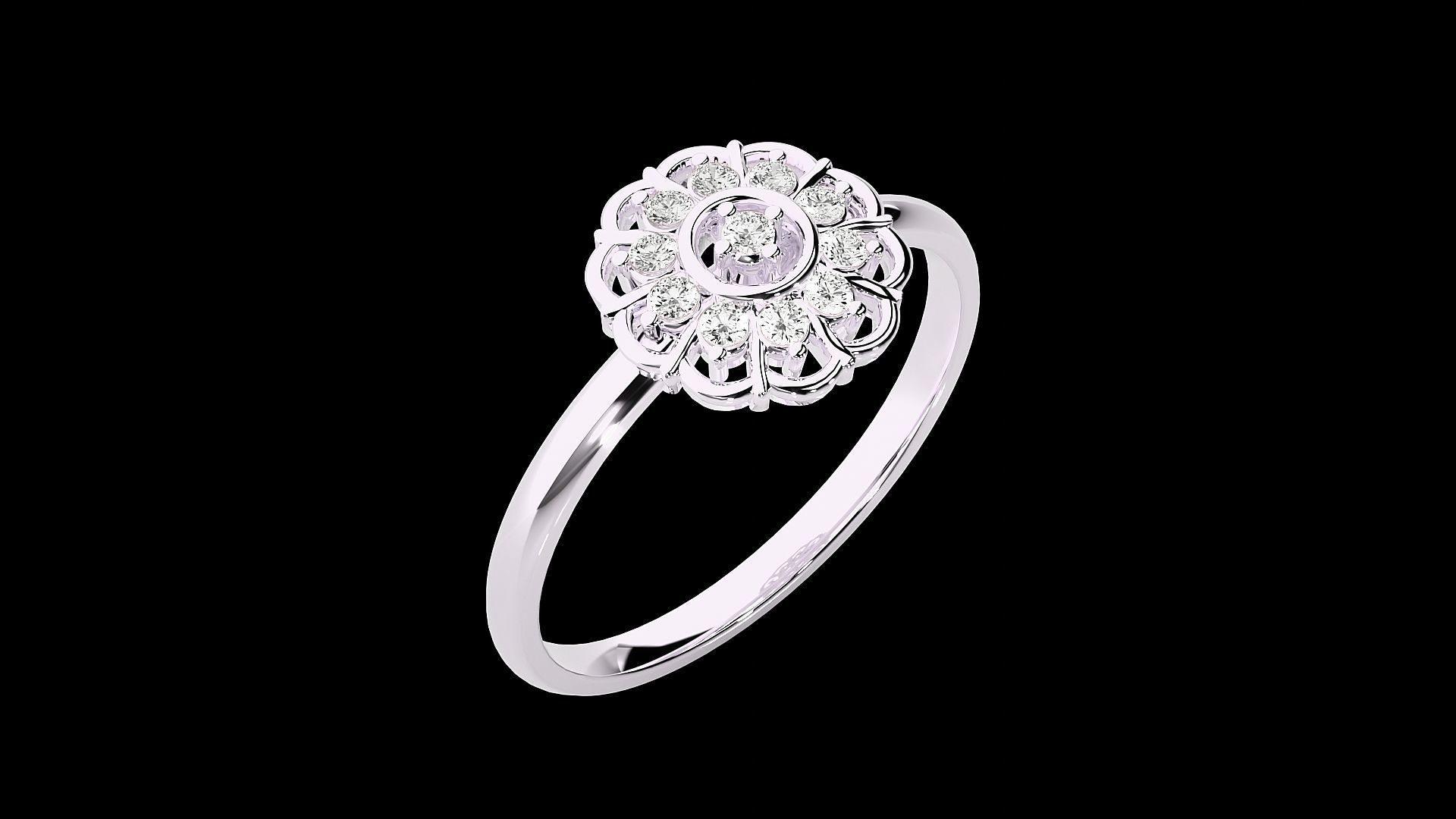 Flower Ultra light wt minimalist Women Ring 3dm stl renders 3D print model_12