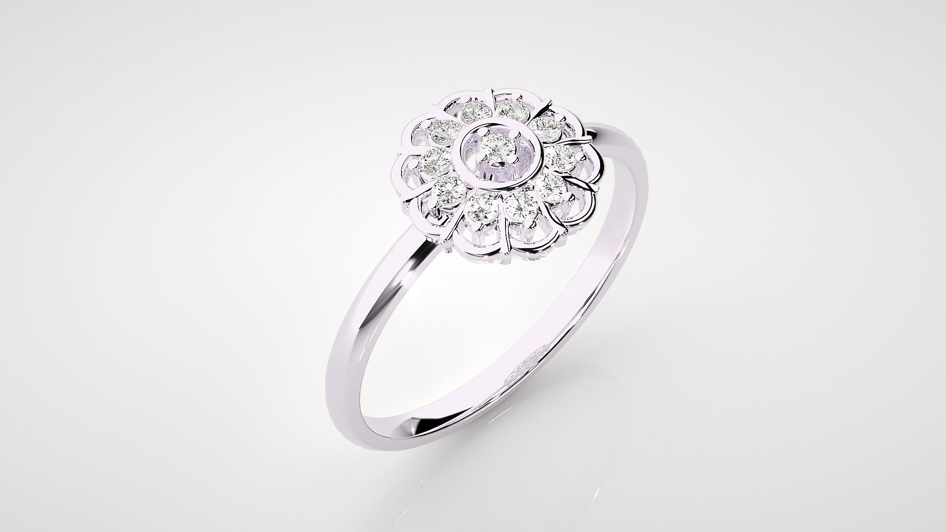 Flower Ultra light wt minimalist Women Ring 3dm stl renders 3D print model_9