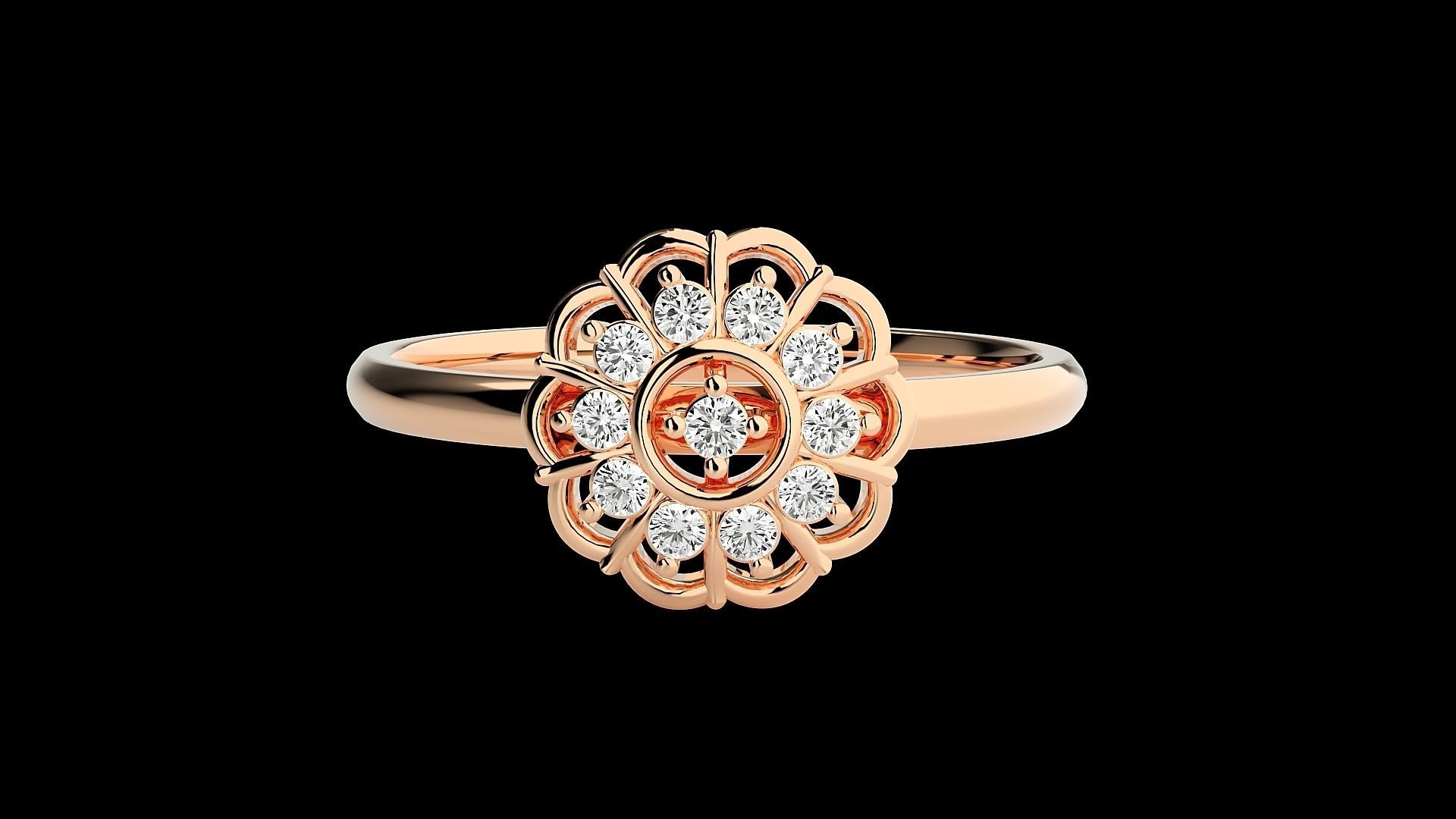 Flower Ultra light wt minimalist Women Ring 3dm stl renders 3D print model_3