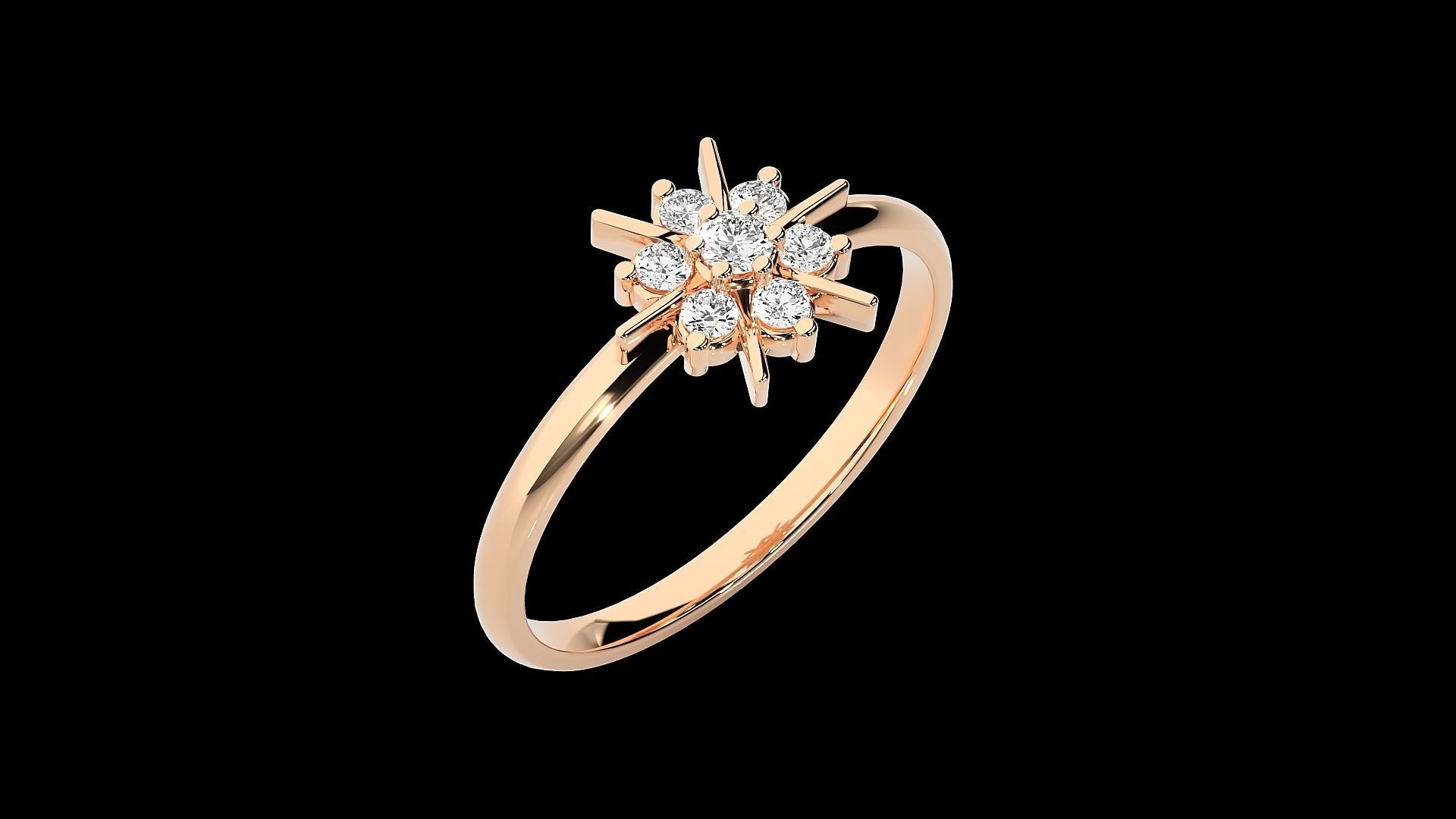Star Ultra light wt minimalist Women Ring 3dm stl renders 3D print model_6