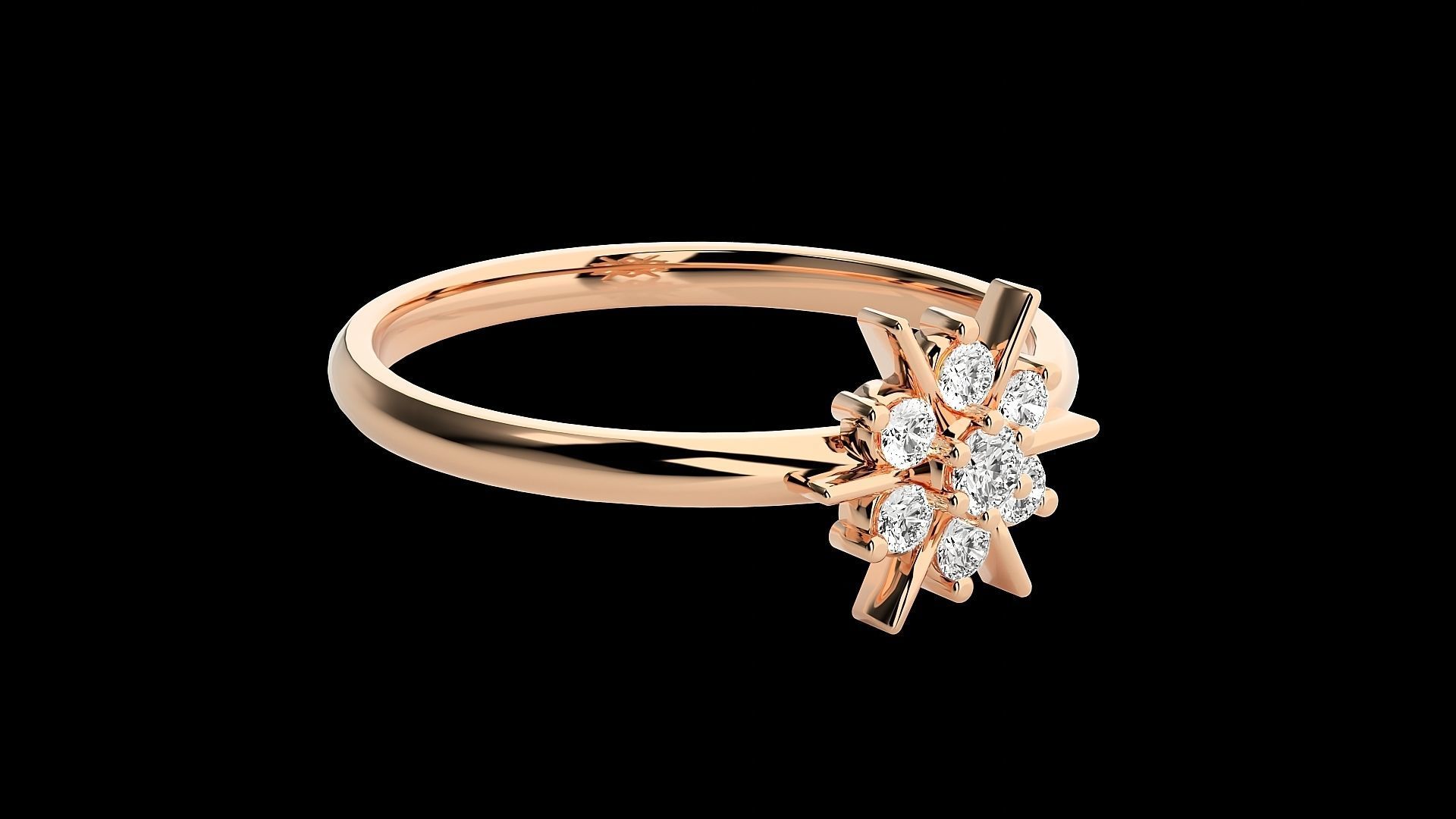 Star Ultra light wt minimalist Women Ring 3dm stl renders 3D print model_5