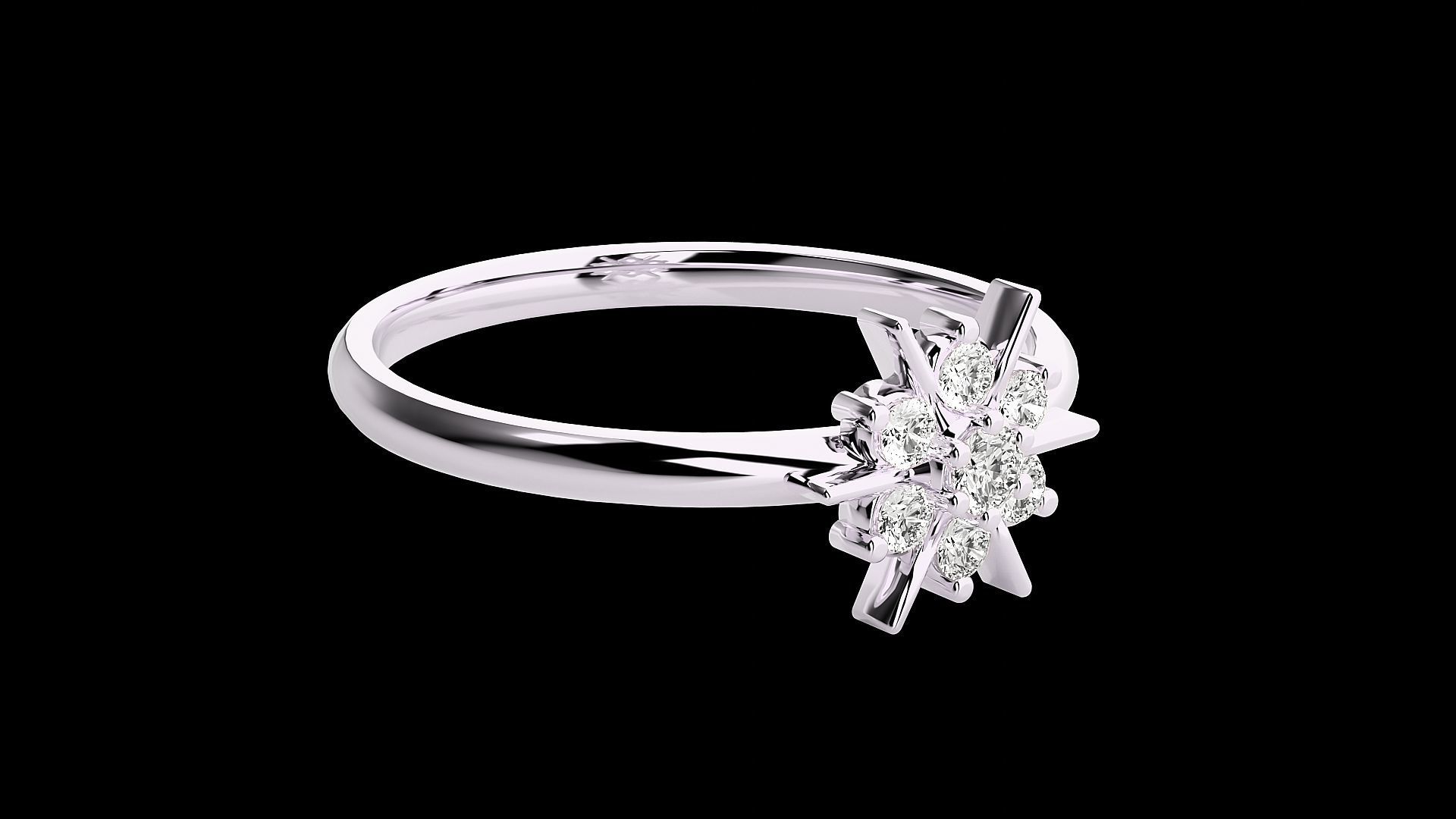 Star Ultra light wt minimalist Women Ring 3dm stl renders 3D print model_11