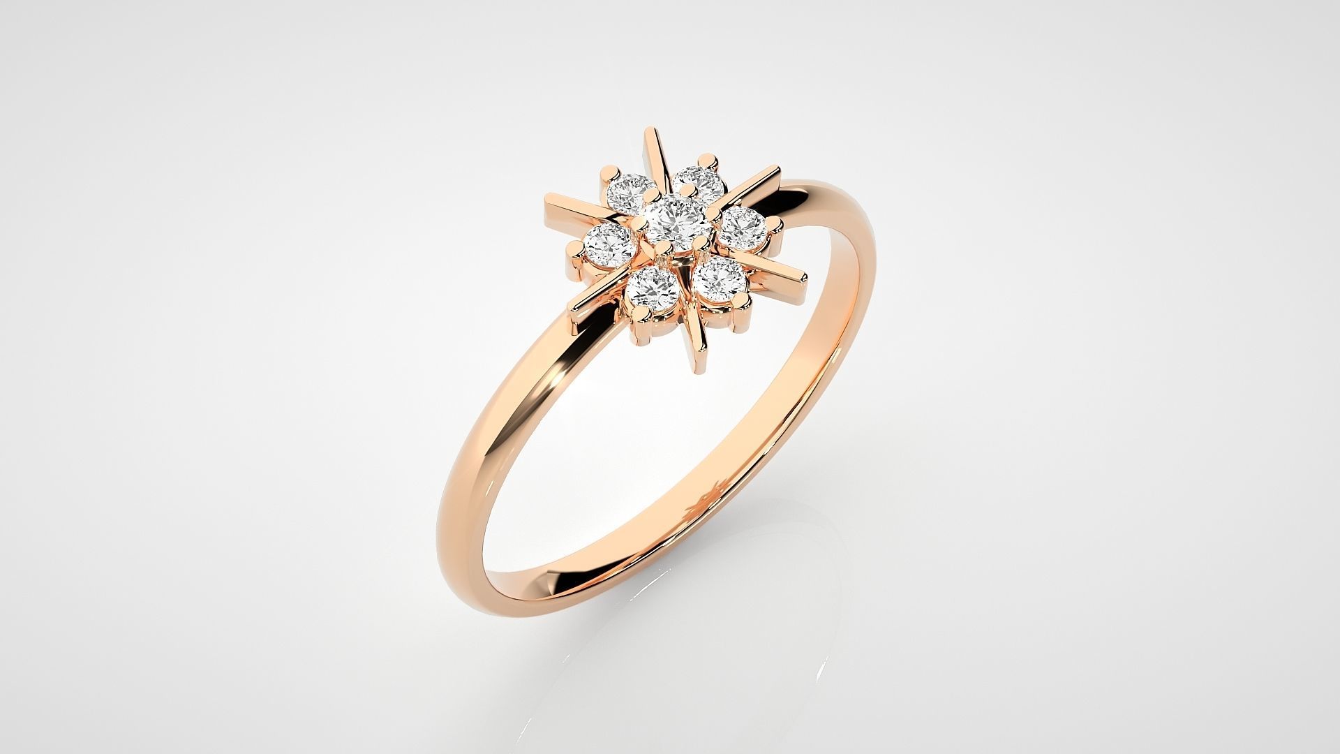 Star Ultra light wt minimalist Women Ring 3dm stl renders 3D print model_2