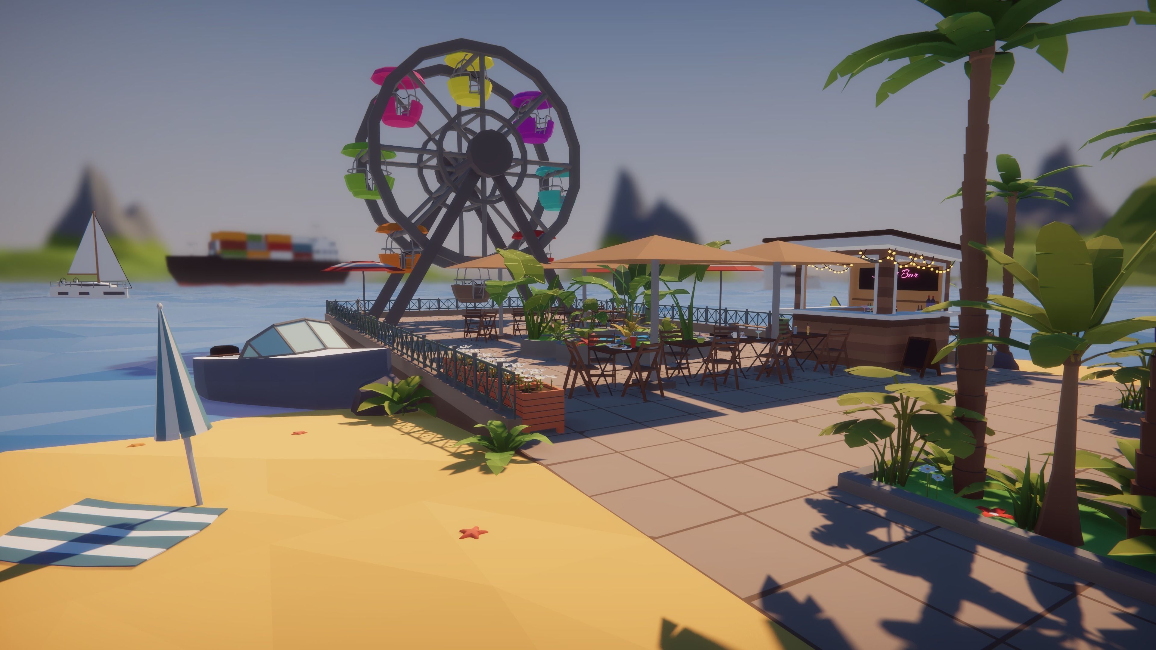 Low Poly Tropical City Low-poly 3D model_4
