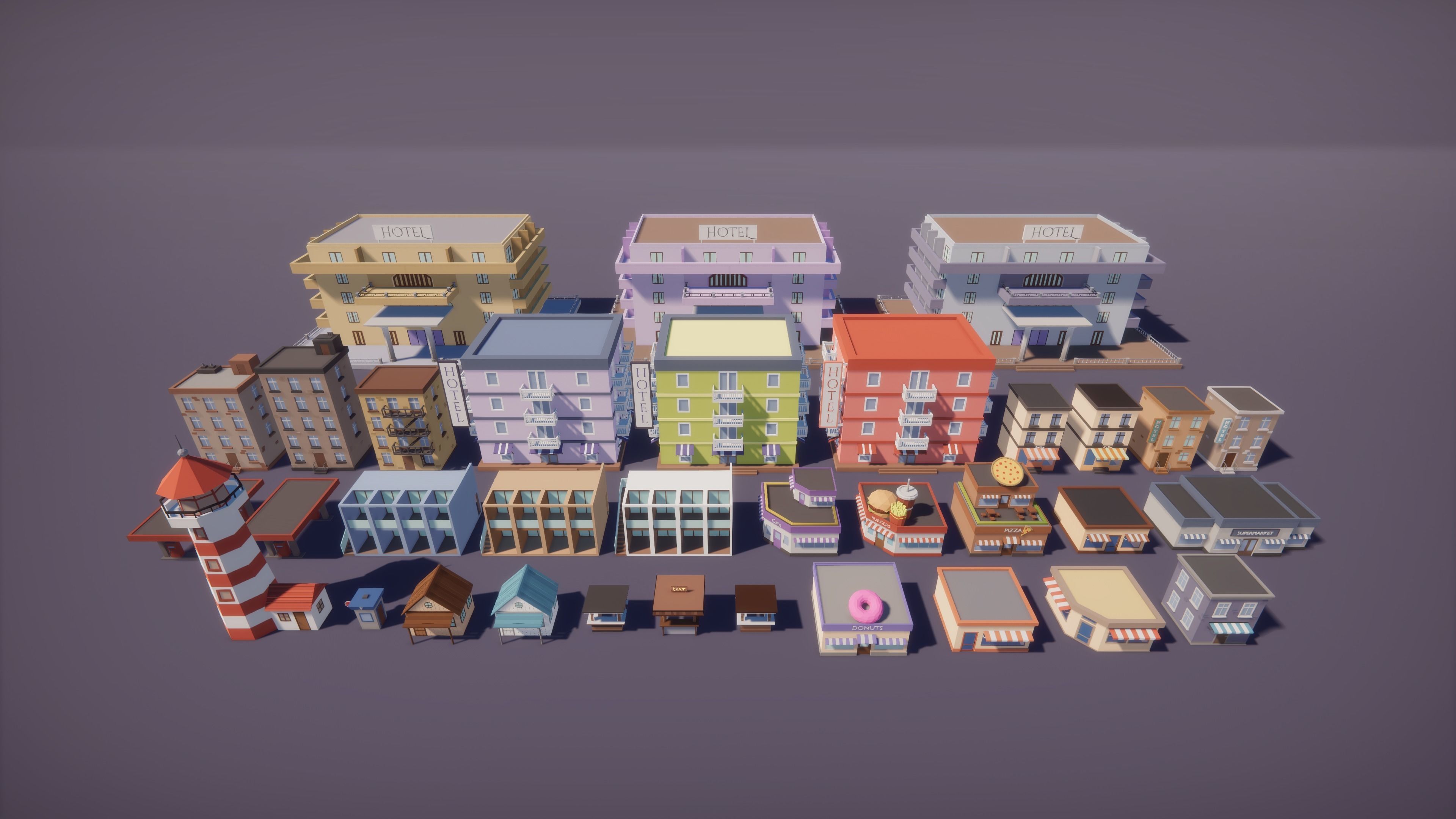 Low Poly Tropical City Low-poly 3D model_11